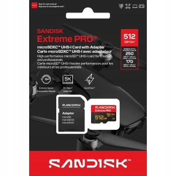SanDisk EXTREME PRO microSDXC 512GB UHS-I Card R250MB/s W170MB/s, U3, V30, A2, 4K, 5K