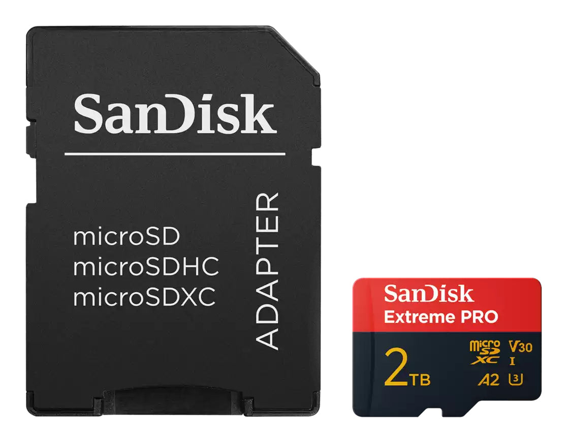 SanDisk Extreme PRO microSDXC UHS-I memory card with 2 TB adapter