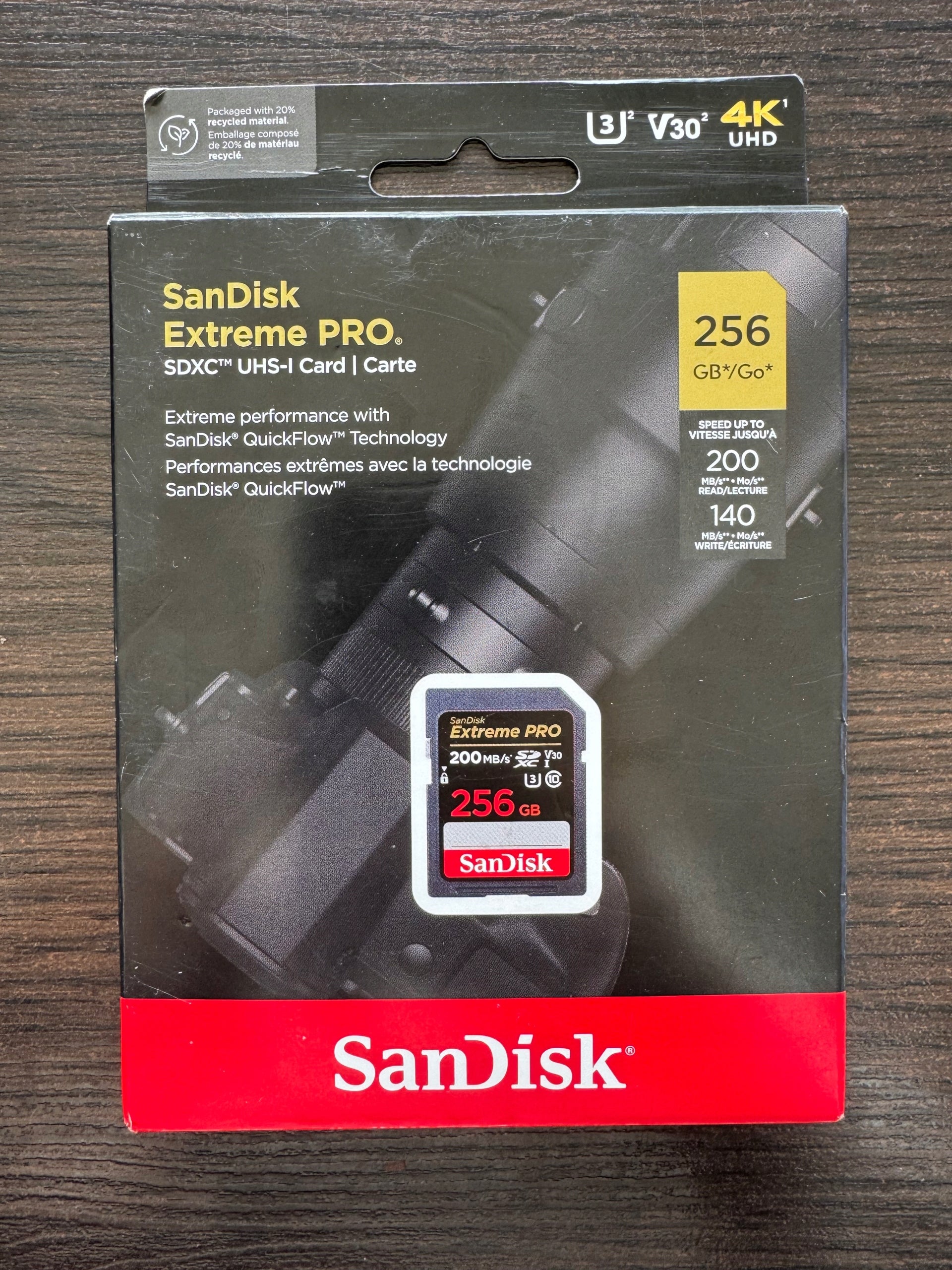 SanDisk SDXC 256GB Extreme Pro 200/140 MB/s V30 UHS-I U3 Manufacturer code SDSDXXD-256G-GN4IN