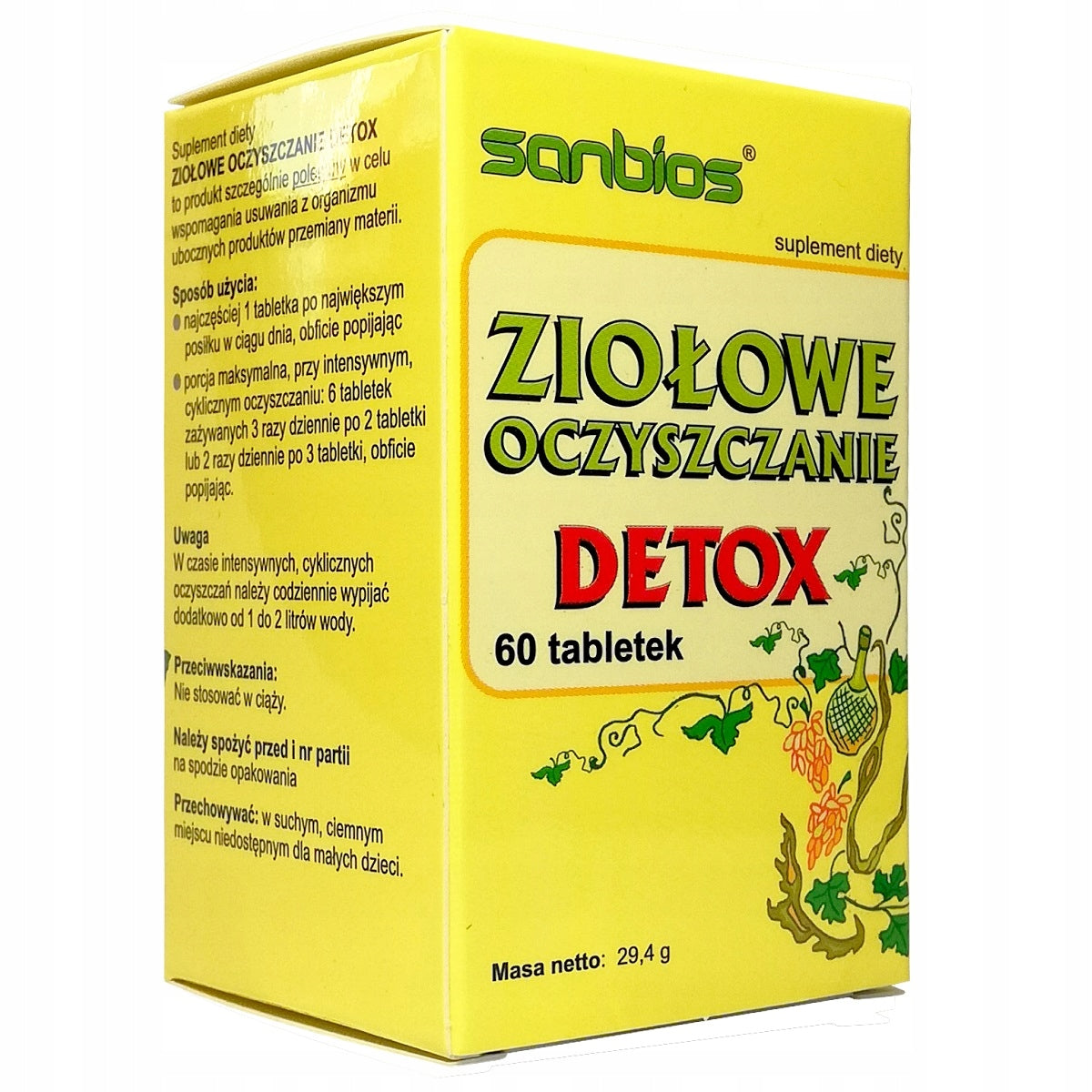 Sanbios Herbal Cleansing Detox tablets 60 ml 60 pcs. EAN (GTIN) 5908230845239