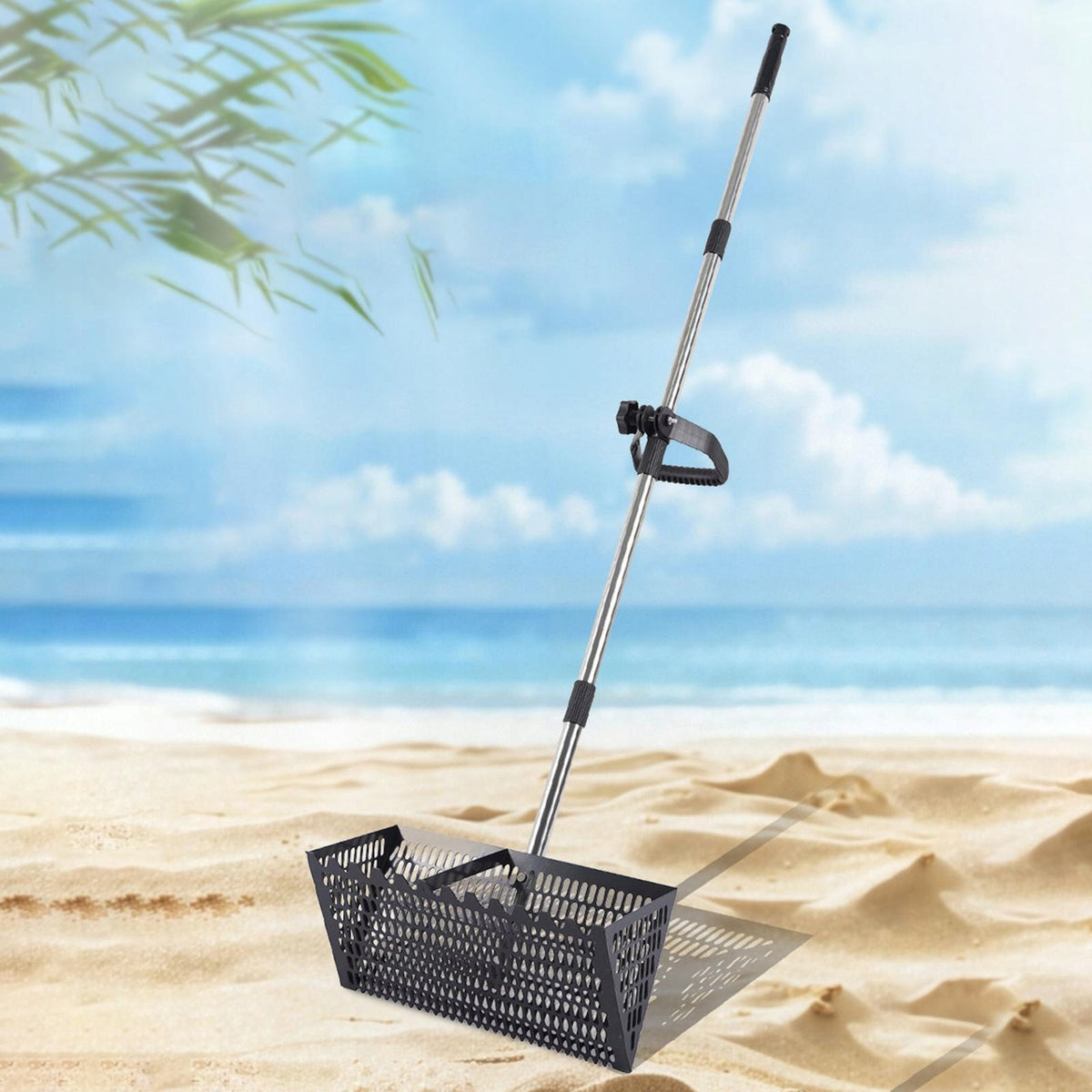 Sand Rake Carbon Steel Premium Large Telescopic Handle Sifting No silver Packaging status original