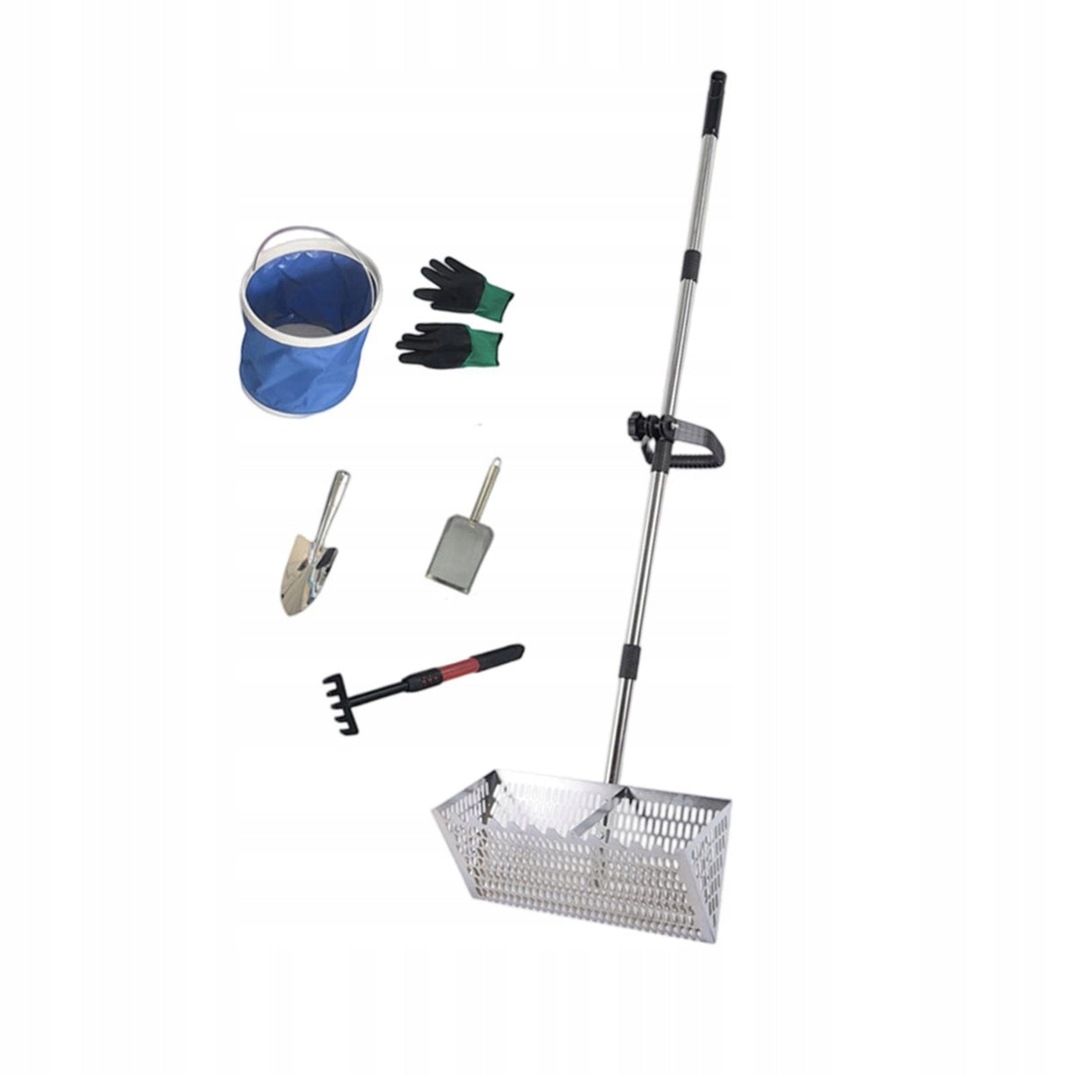 Sand Rake Carbon Steel Premium Large Telescopic Handle Sifting No silver