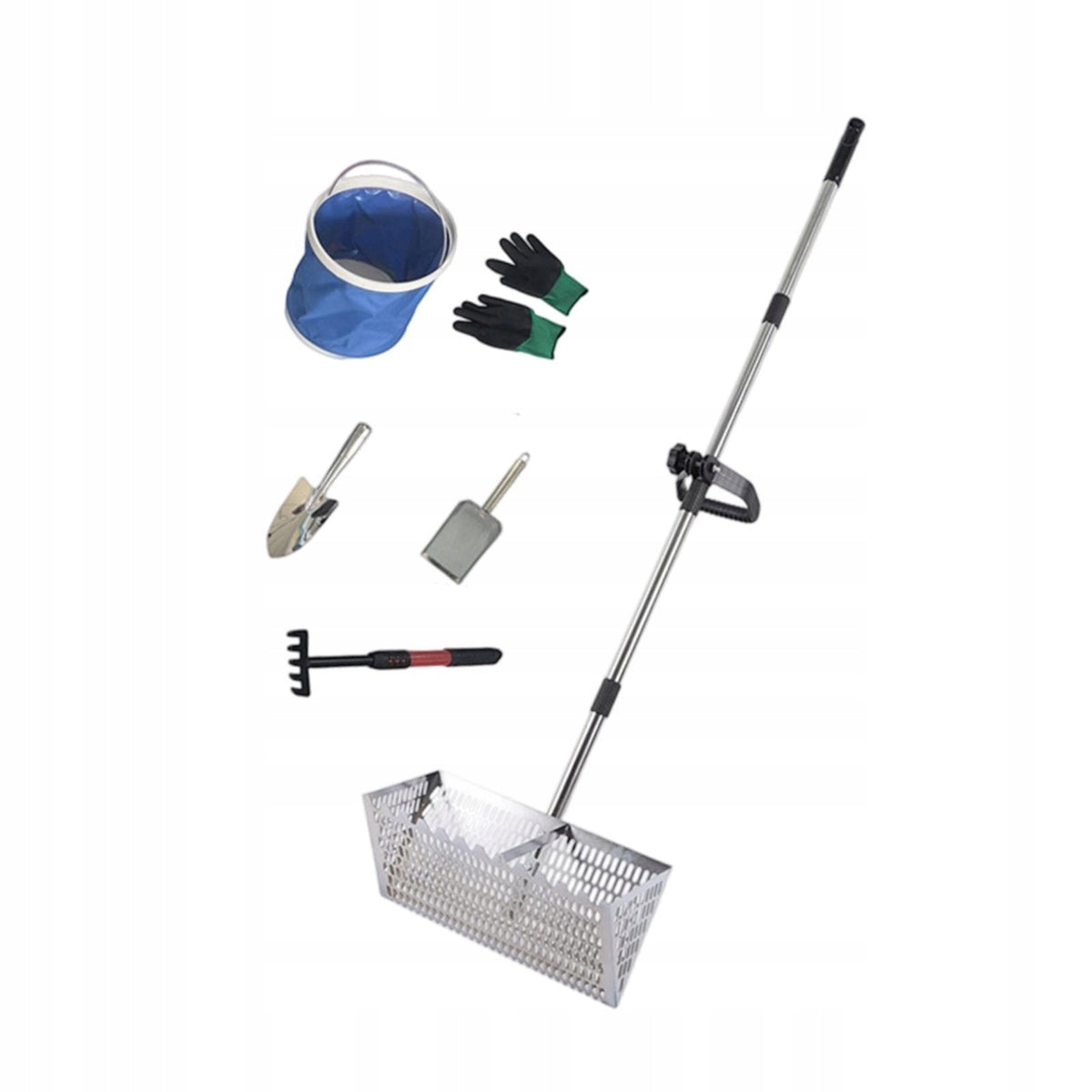 Sand Rake No Bending Convenient Carbon Steel Heavy Duty Long Handle silver Packaging status original