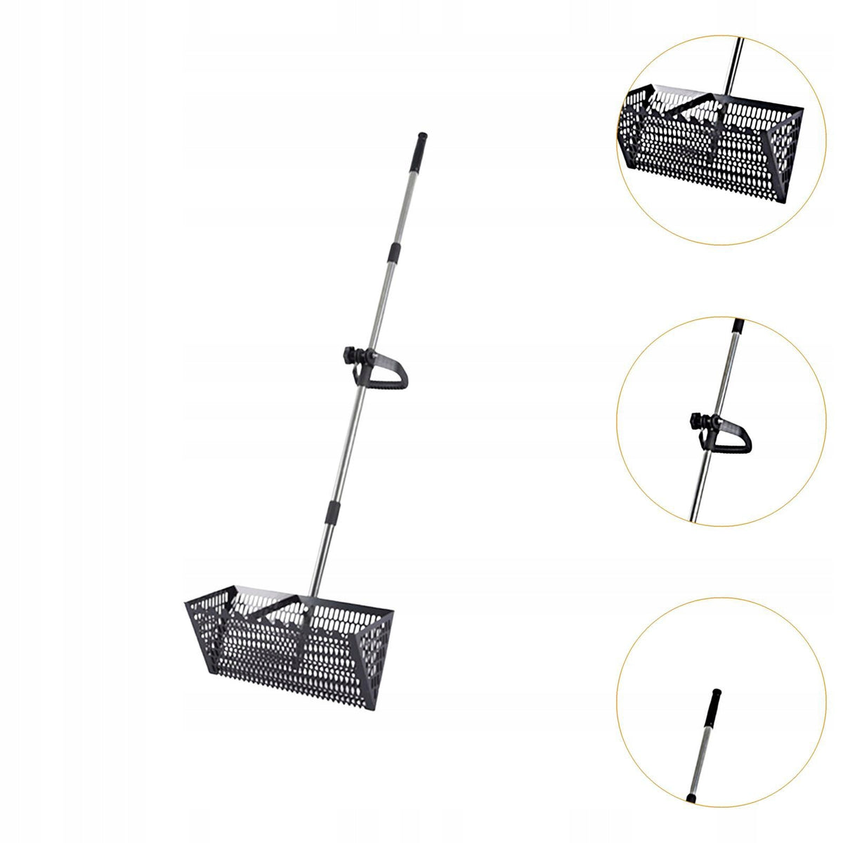 Sand Rake Sifting Heavy Duty Easy Cleanup Carbon Steel Long Handle Black Packaging status original