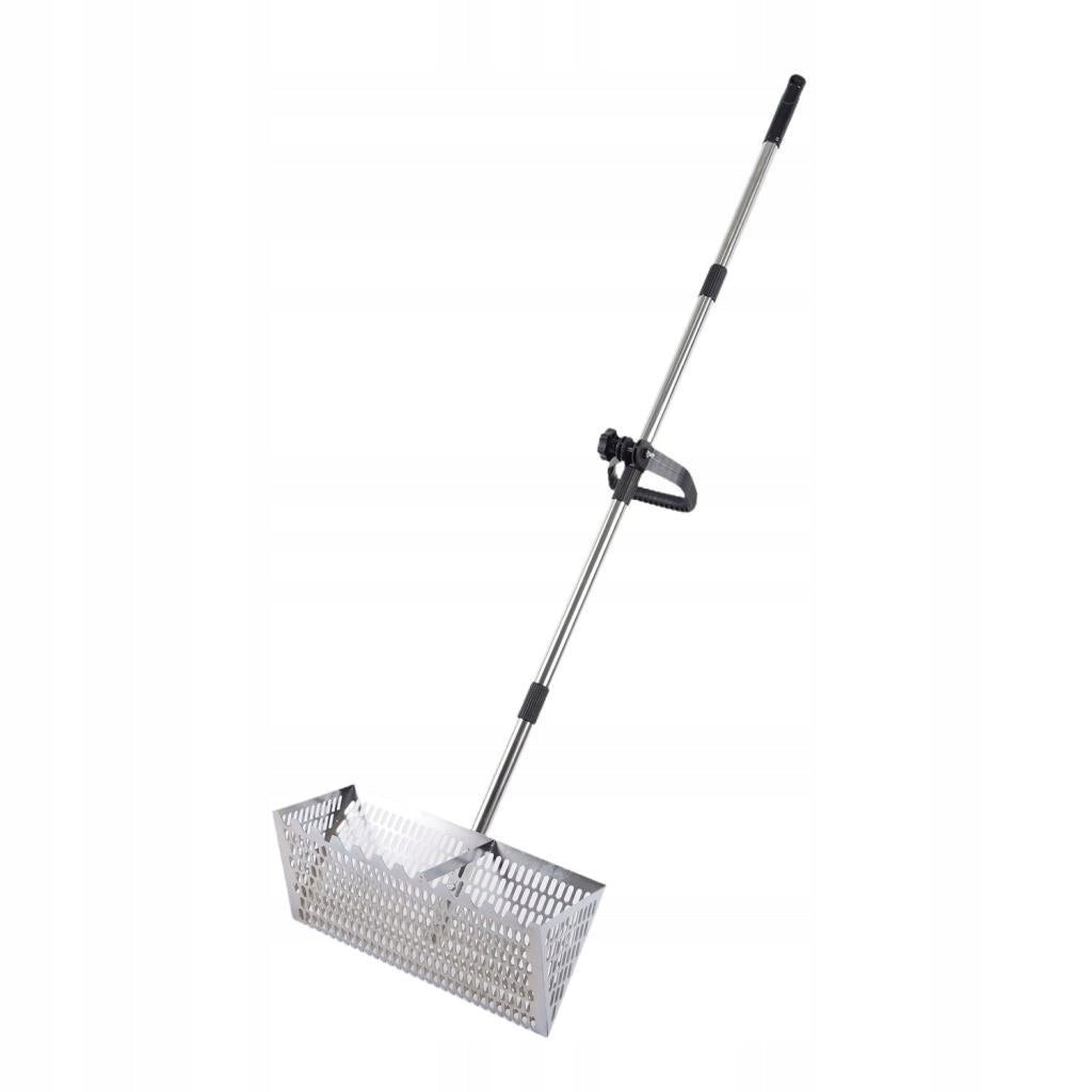 Sand Rake Sifting Heavy Duty Easy Cleanup Carbon Steel Long Handle Silver Packaging status original