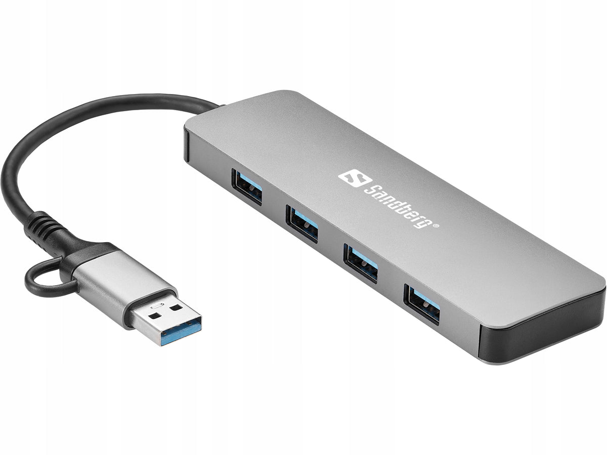 Sandberg USB-C/A Hub 4xUSB 3.0 Aluminium 5Gbps Manufacturer code 136-63