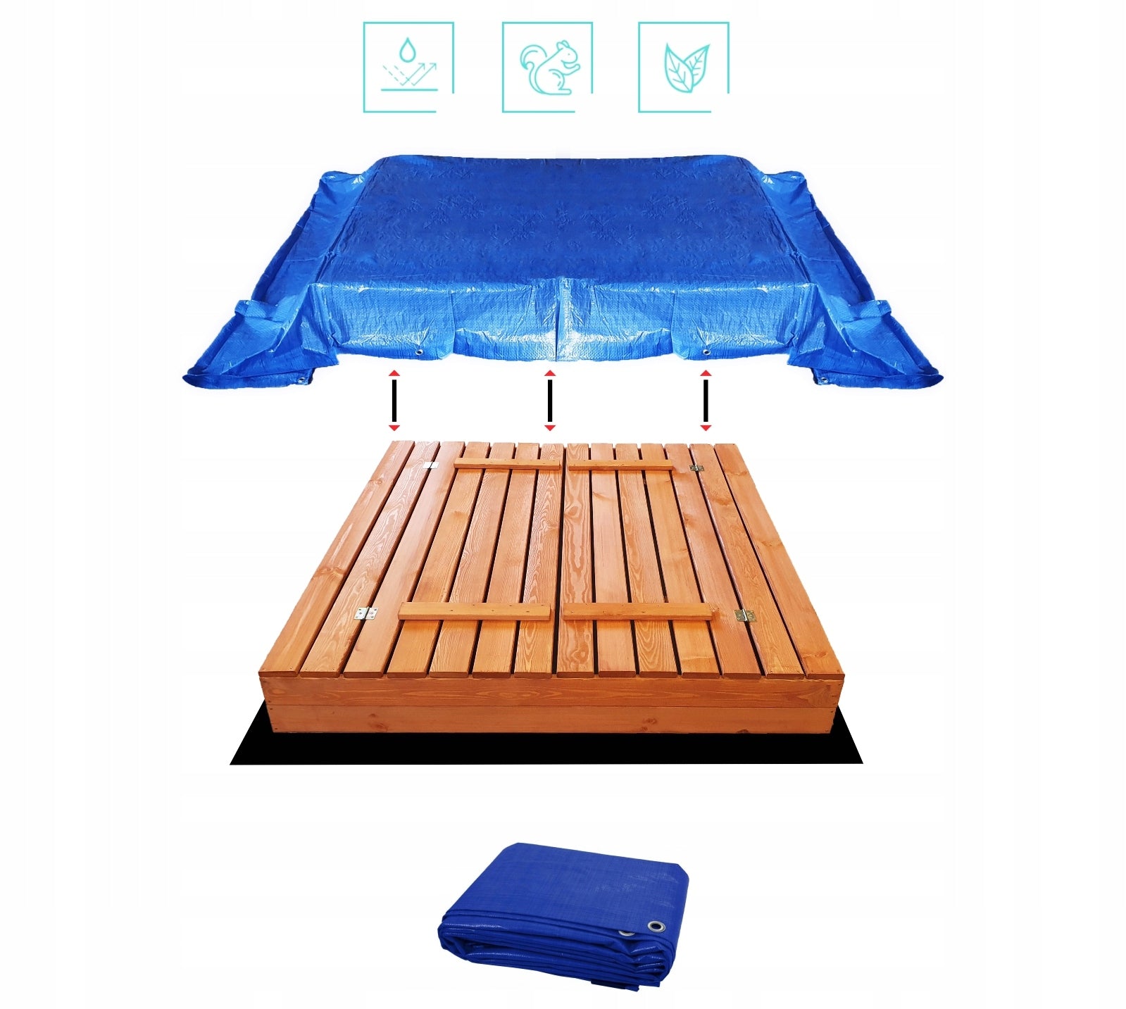 Sandbox 140x140 Impregnated XL Wooden Lockable Product weight with unit packaging 30 kg