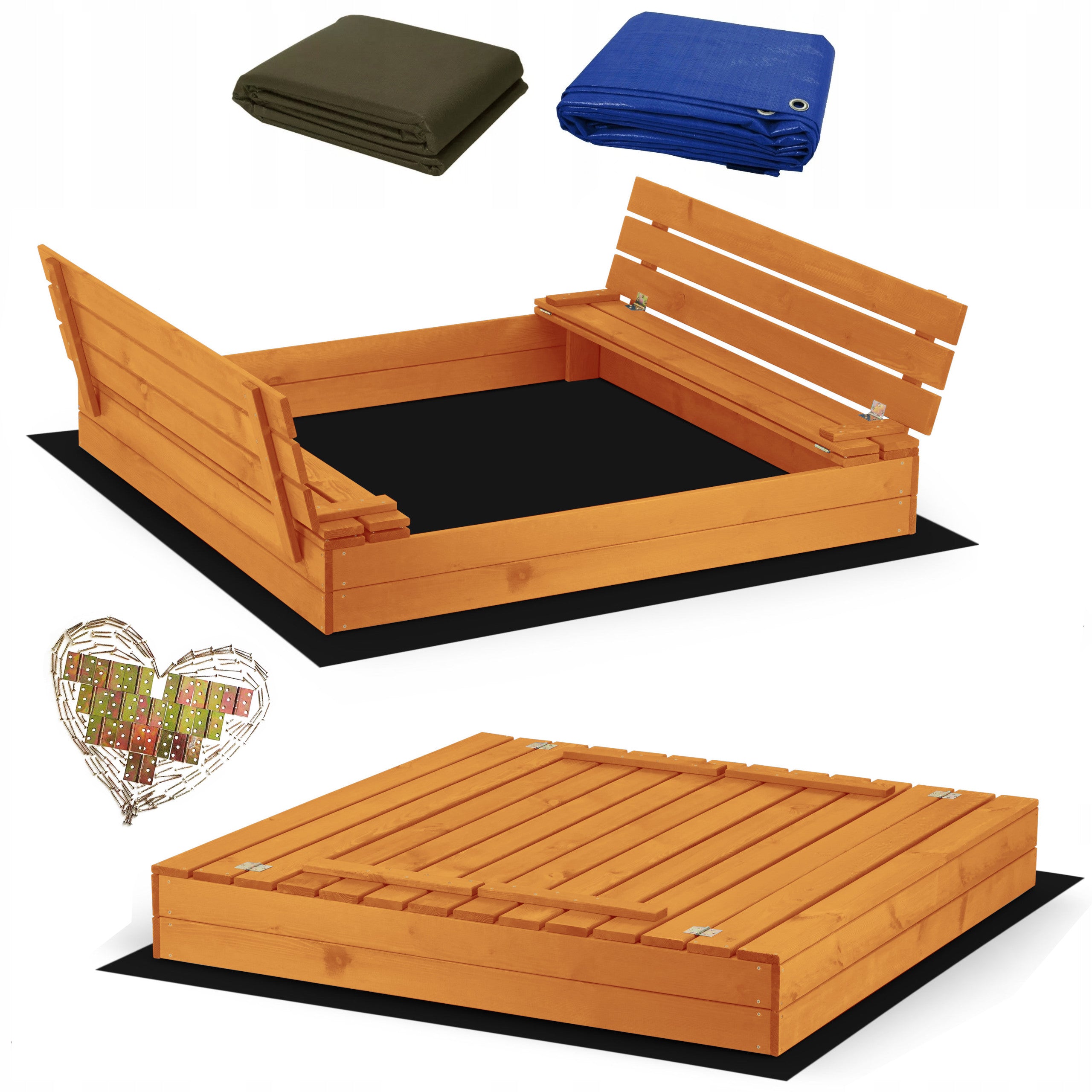 Sandbox 140x140 Impregnated XL Wooden Lockable