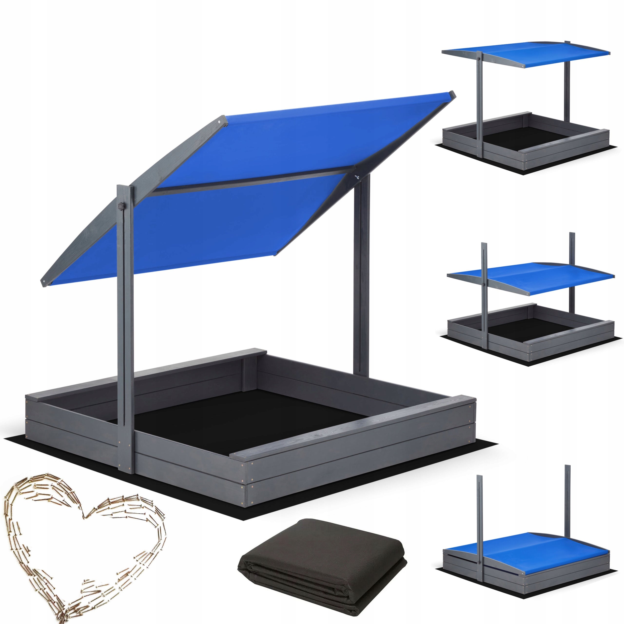 Sandbox 140x140 with Canopy Impregnated Super Quality Drilled Holes