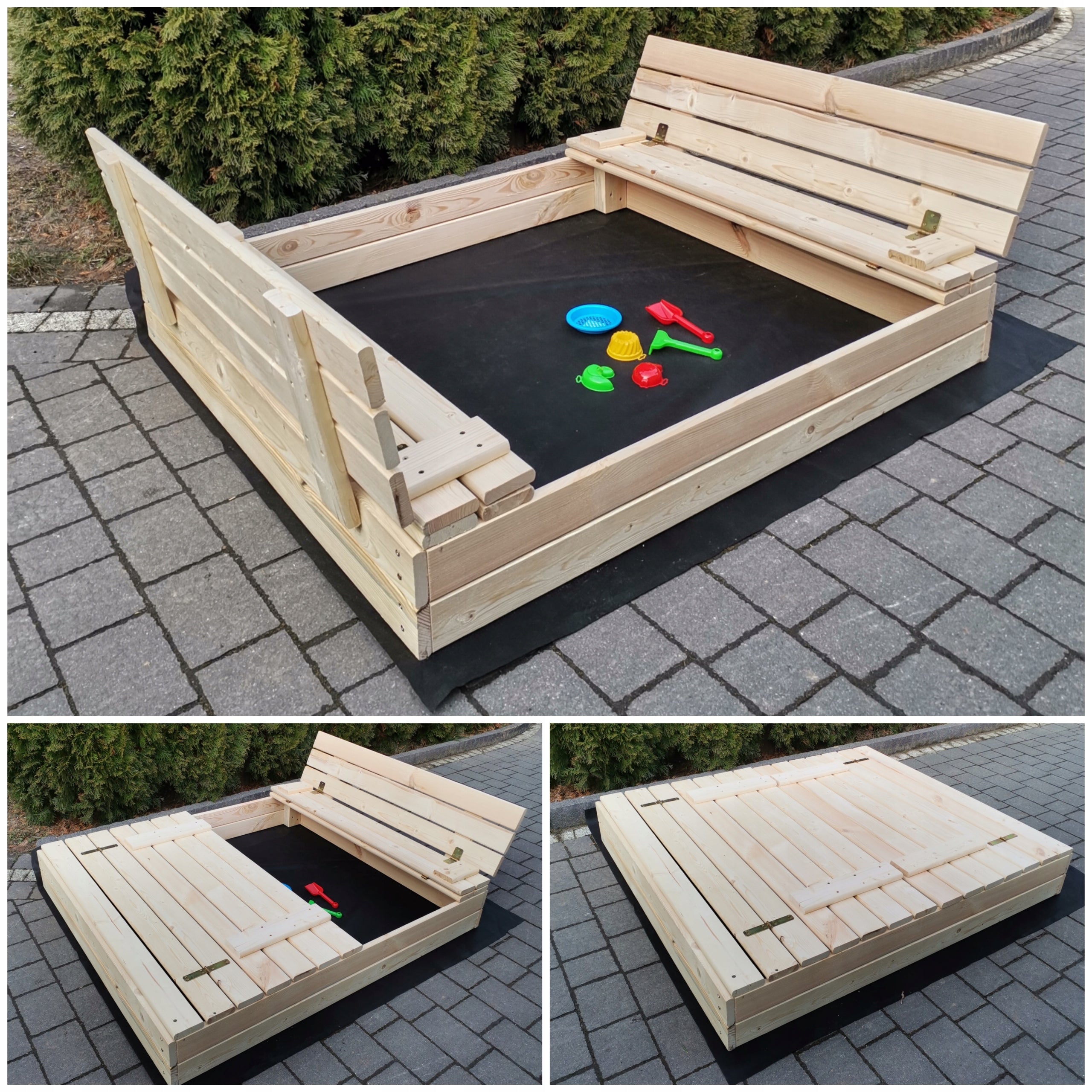 Sandbox 150x150x25 wooden lockable LARGE lava cover Kid's age 3＋ years