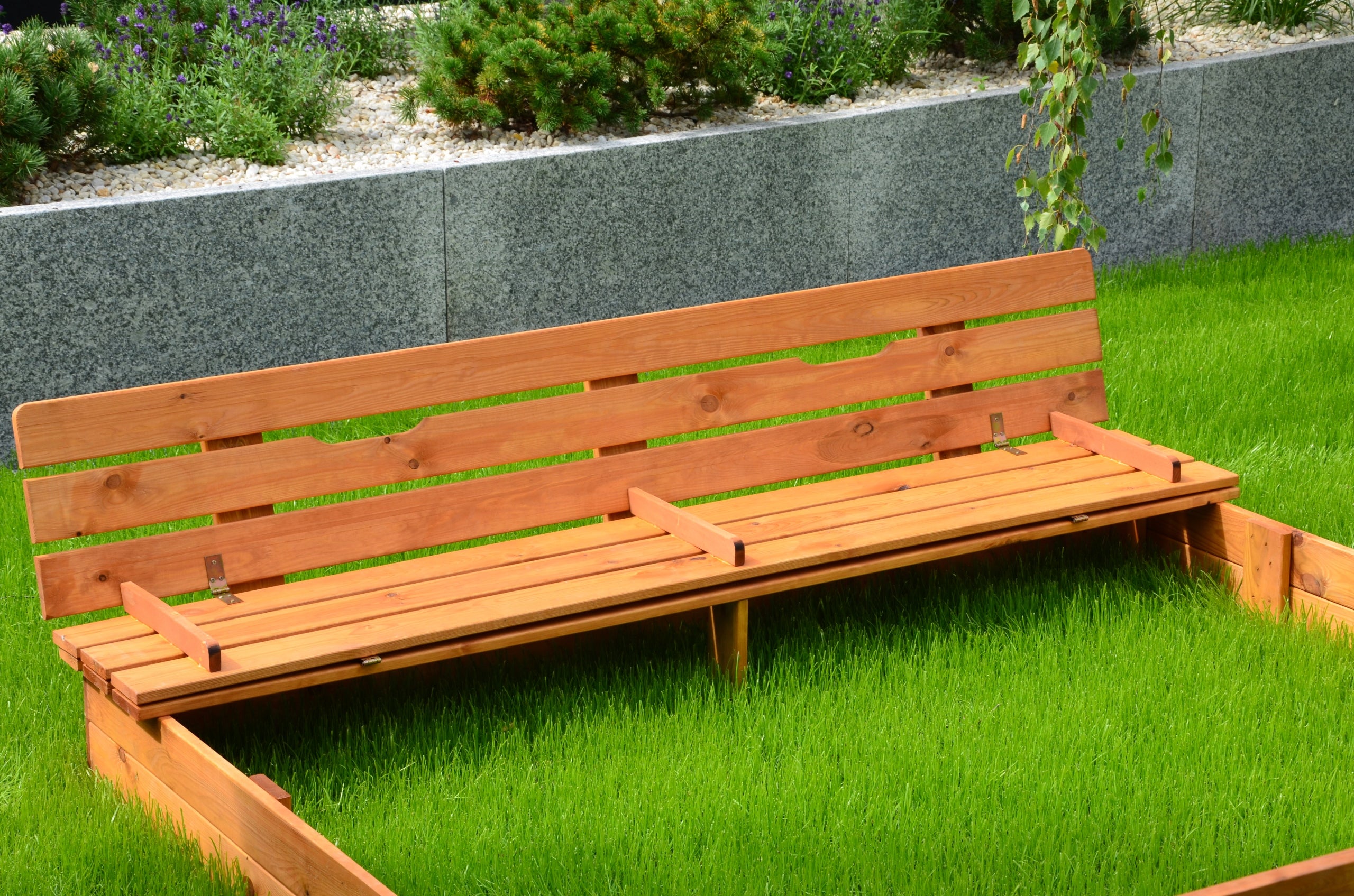 Sandbox 180 x 180 cm with Benches closed Wooden Product width 180 cm