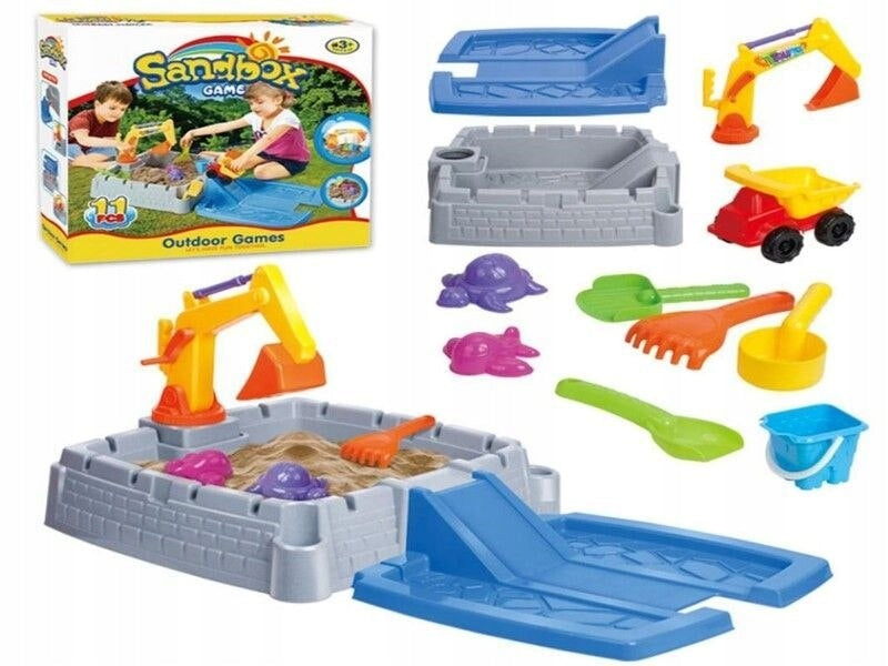 Sandbox Castle + Accessories, Excavator, Pool, Slide Packaging status original