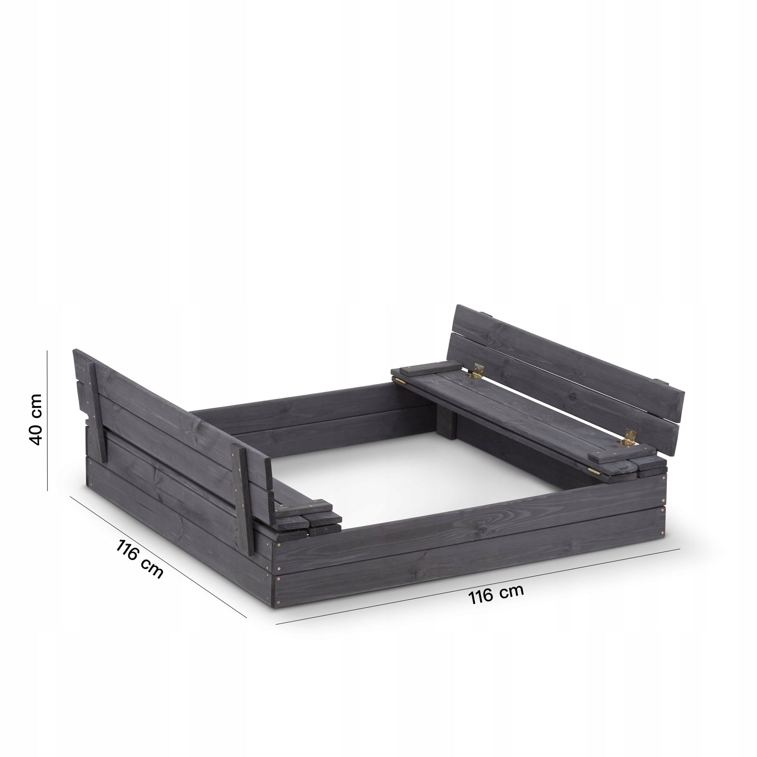 Sandbox Impregnated 120x120 Anthracite Wooden Lockable Anthracite Kid's age 3＋ years
