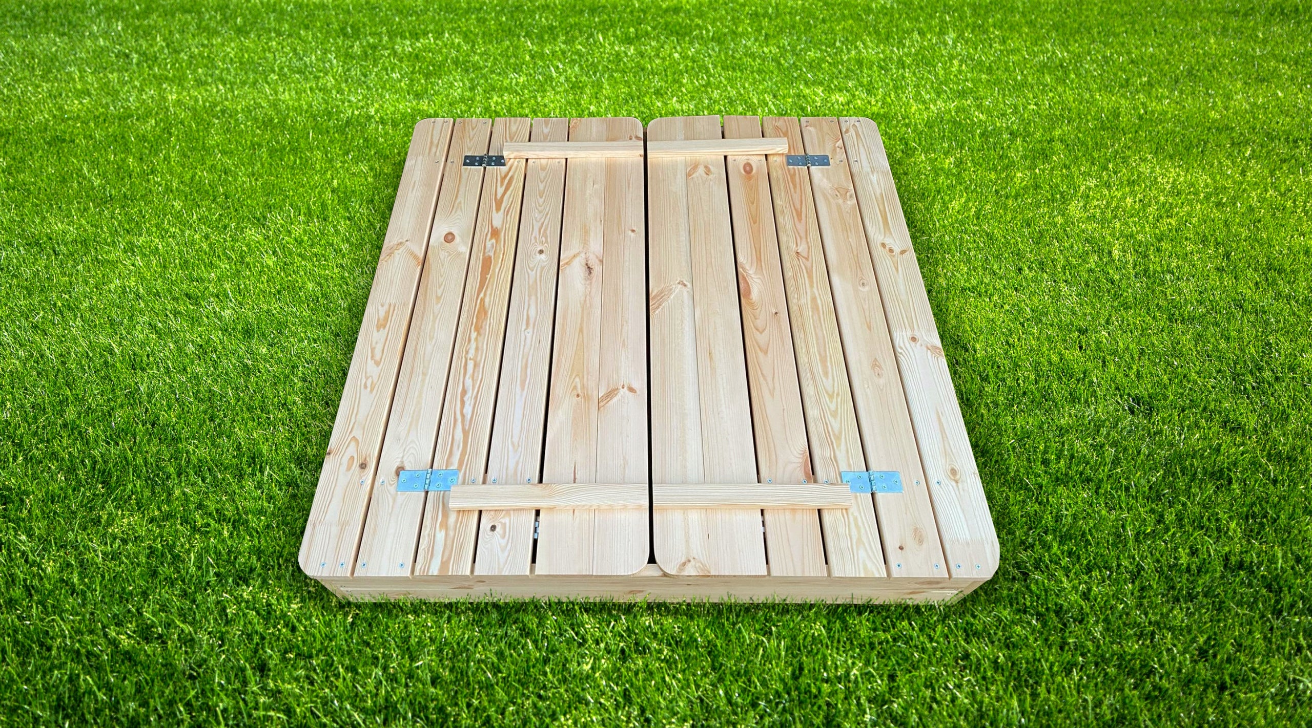 Sandbox Lockable Large Wooden Folding with Benches 120x120cm Garden Kind wooden