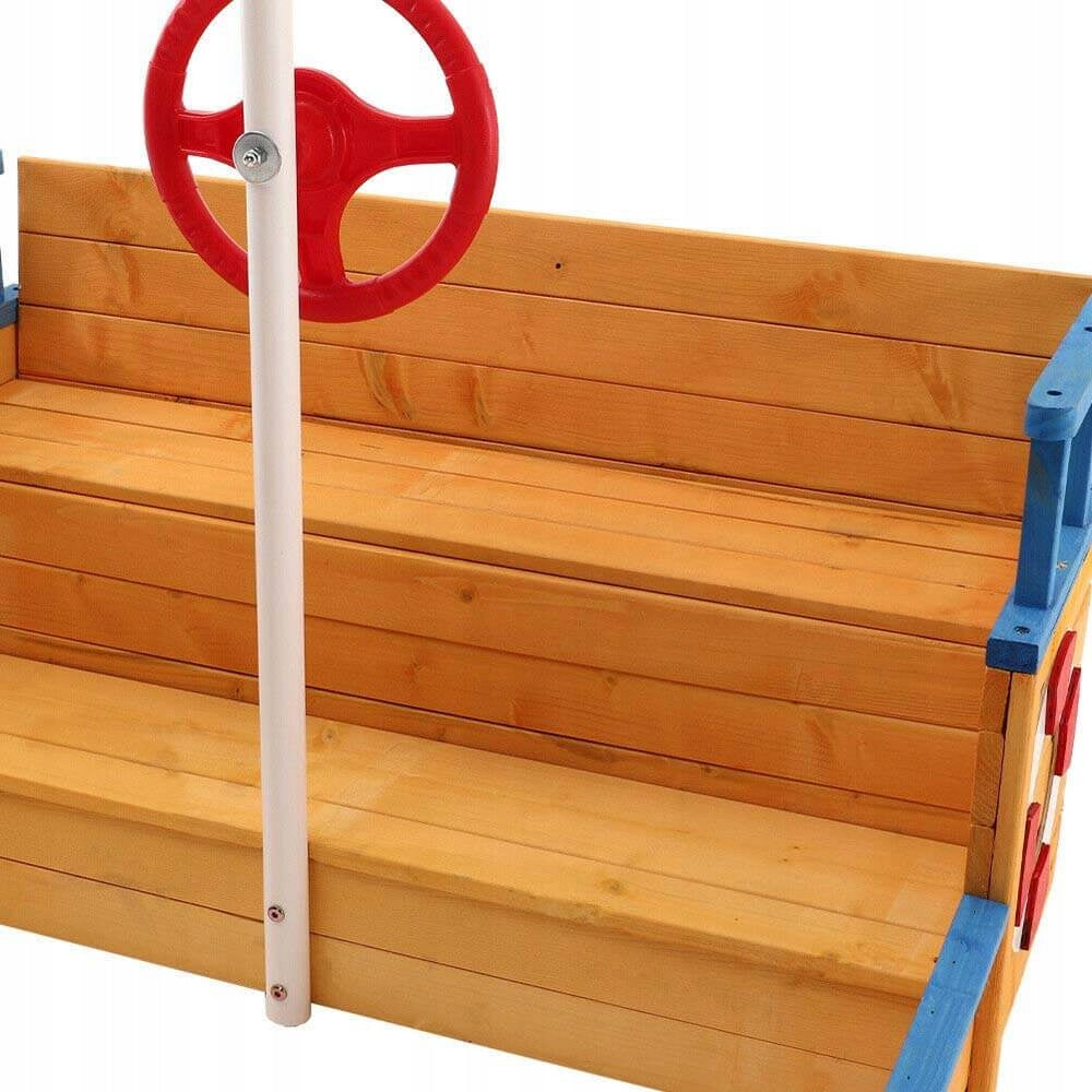 Sandbox Pirate Ship Wooden Pirate Boat with Bench Fun for Kids Kid's age 1＋ month