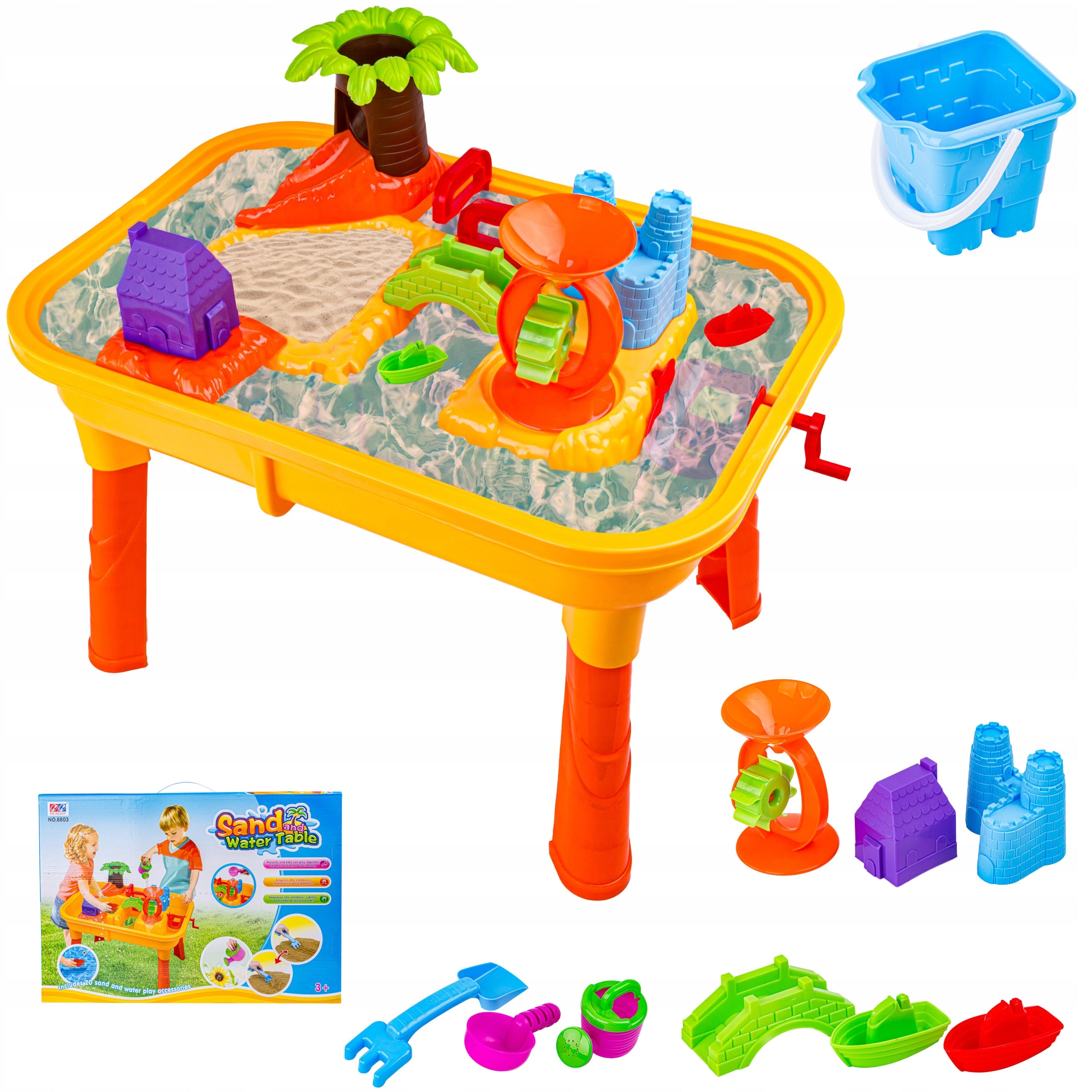 Sandbox Table Pool with Water Boats Molds Slide Grinder Accessories