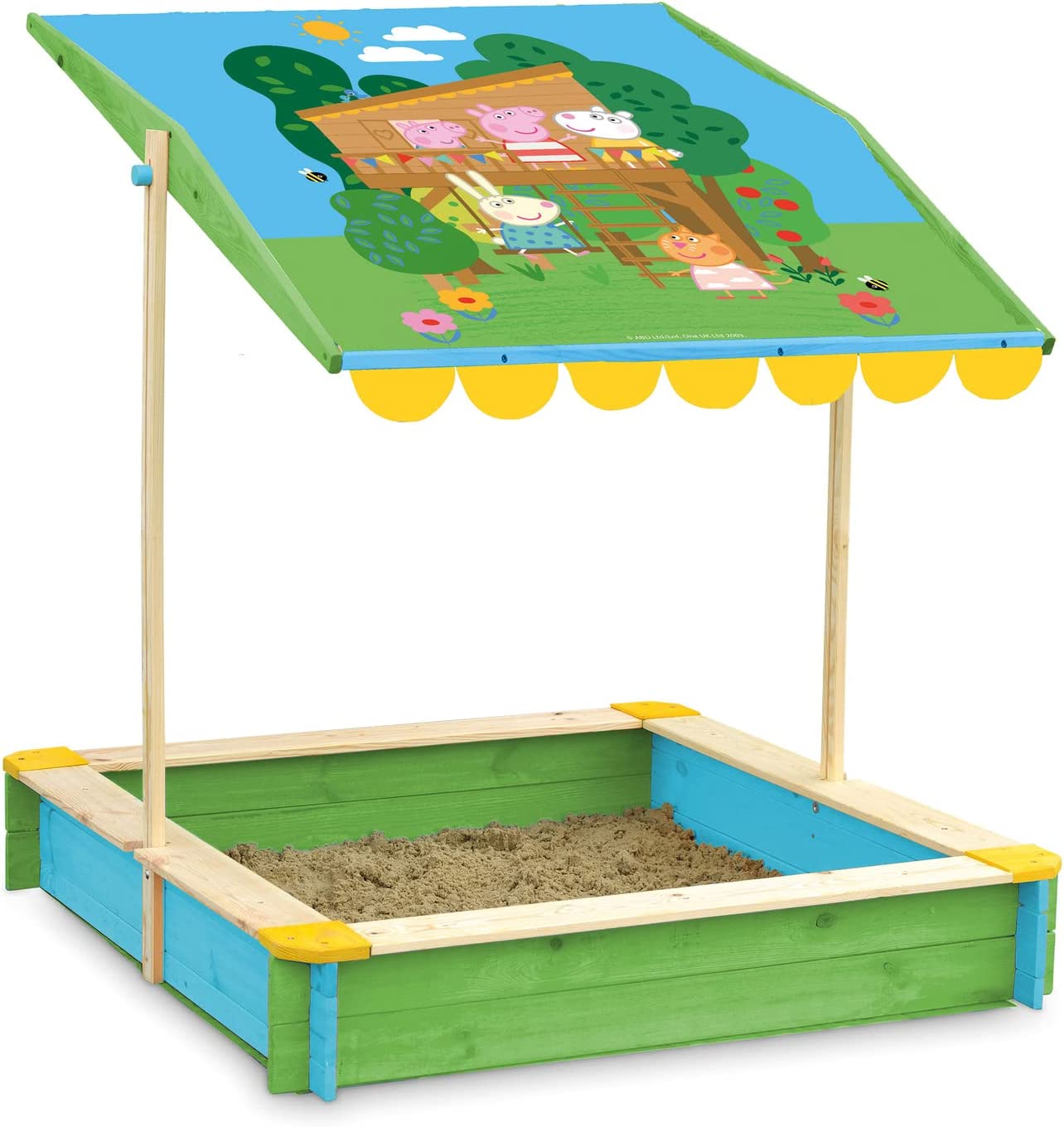 Sandbox WOODEN Lockable 120 x 120cm Adjustable Peppa Canopy 41128