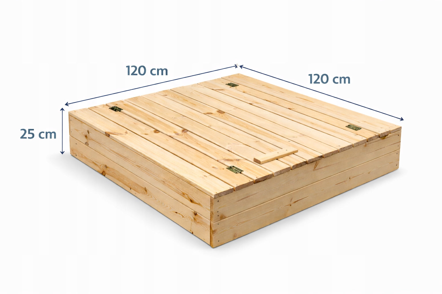 Sandbox Wooden 120x120x25 Lockable with Benches 2in1 Thick Boards Manufacturer code p120