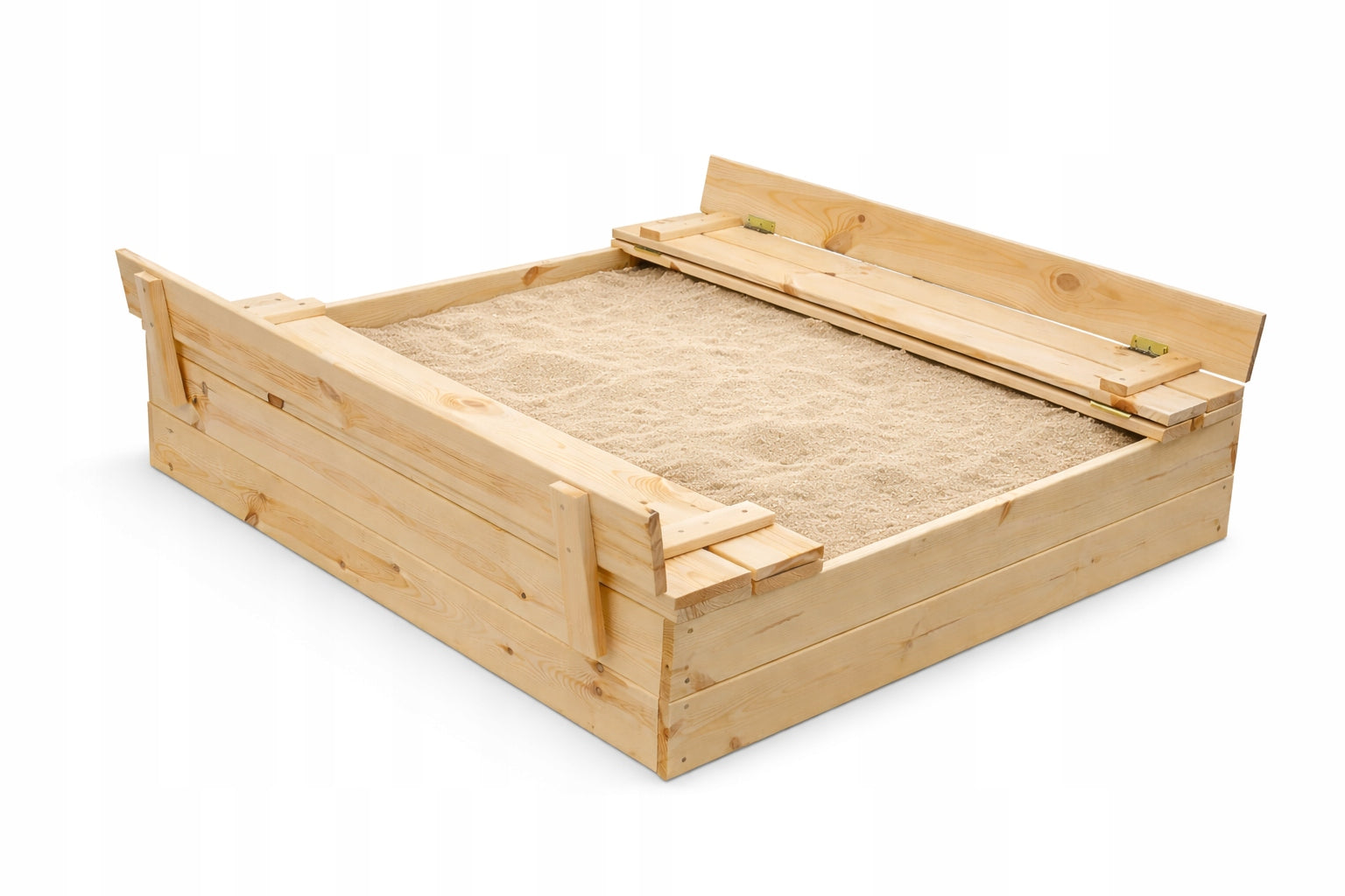 Sandbox Wooden 120x120x25 Lockable with Benches 2in1 Thick Boards