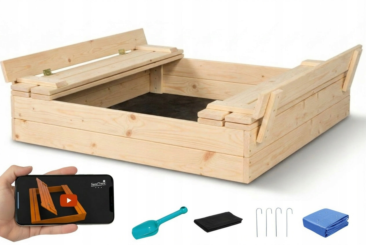 Sandbox Wooden Lockable 100 cm Mounting Holes Manual Video 3D