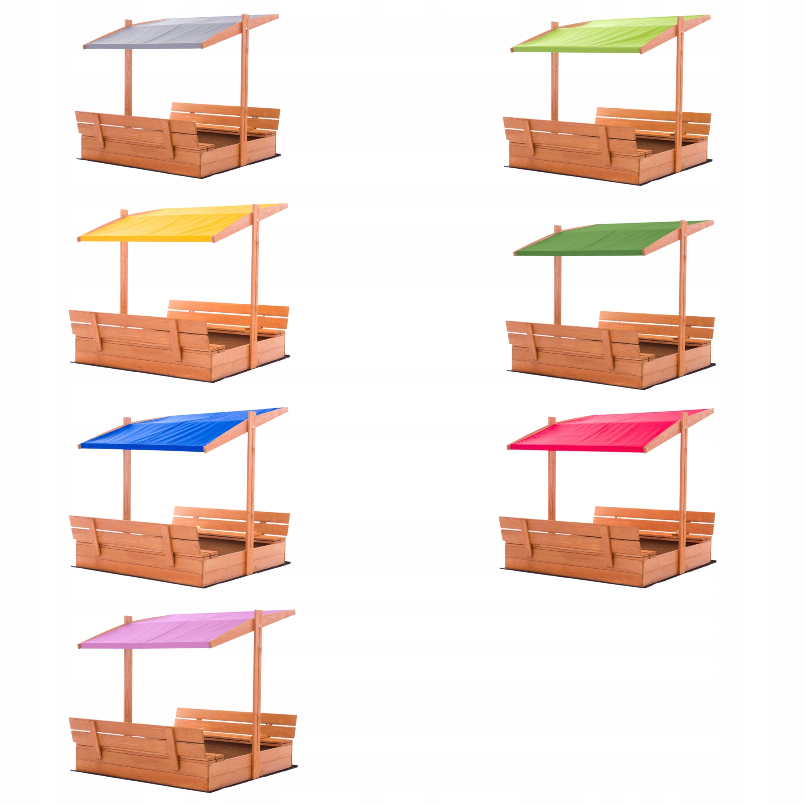 Sandbox Wooden with Canopy Impregnated Lockable 100x100cm with Benches Kid's age 16＋ months