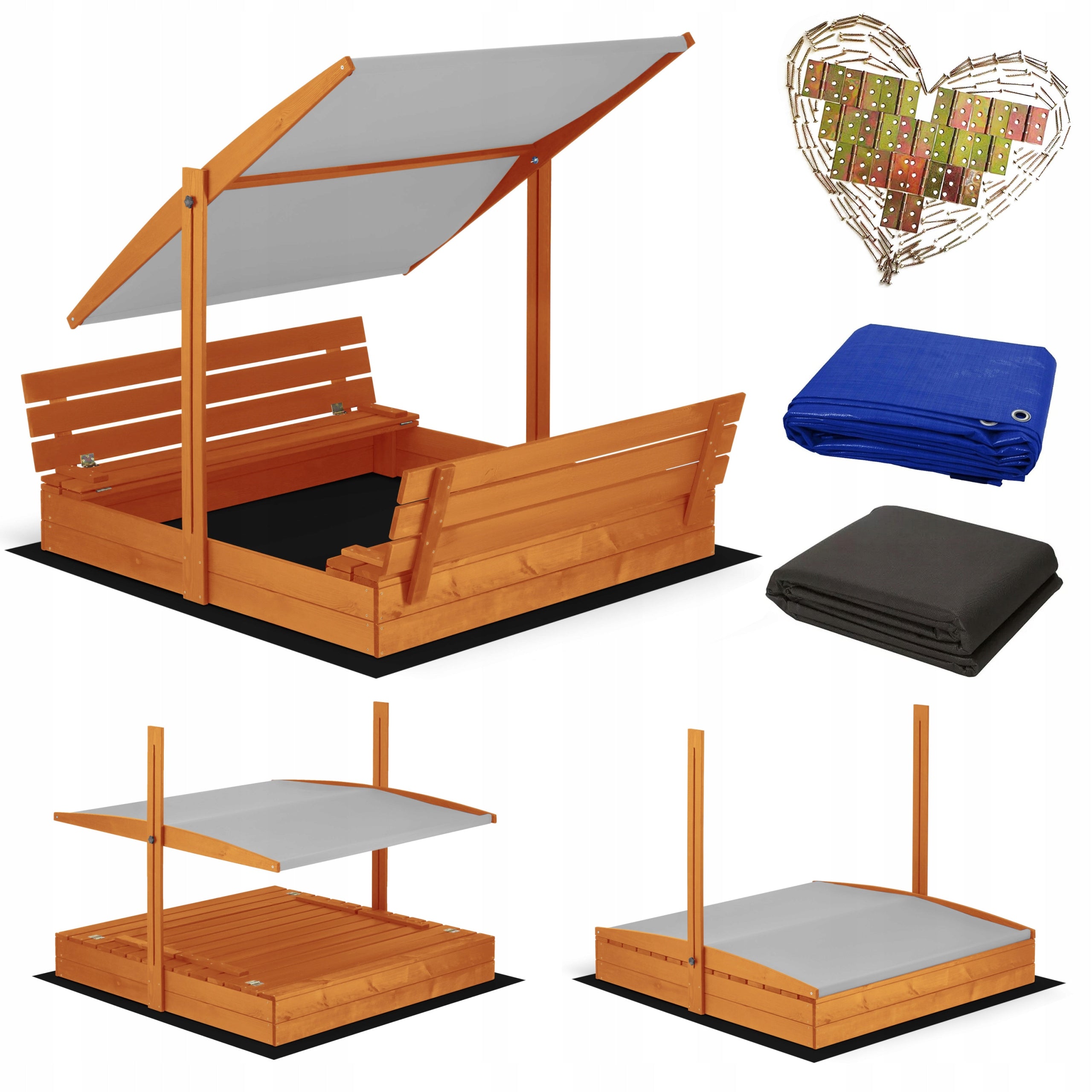 Sandbox XXL 140x140 Impregnated with visor Wooden Lockable