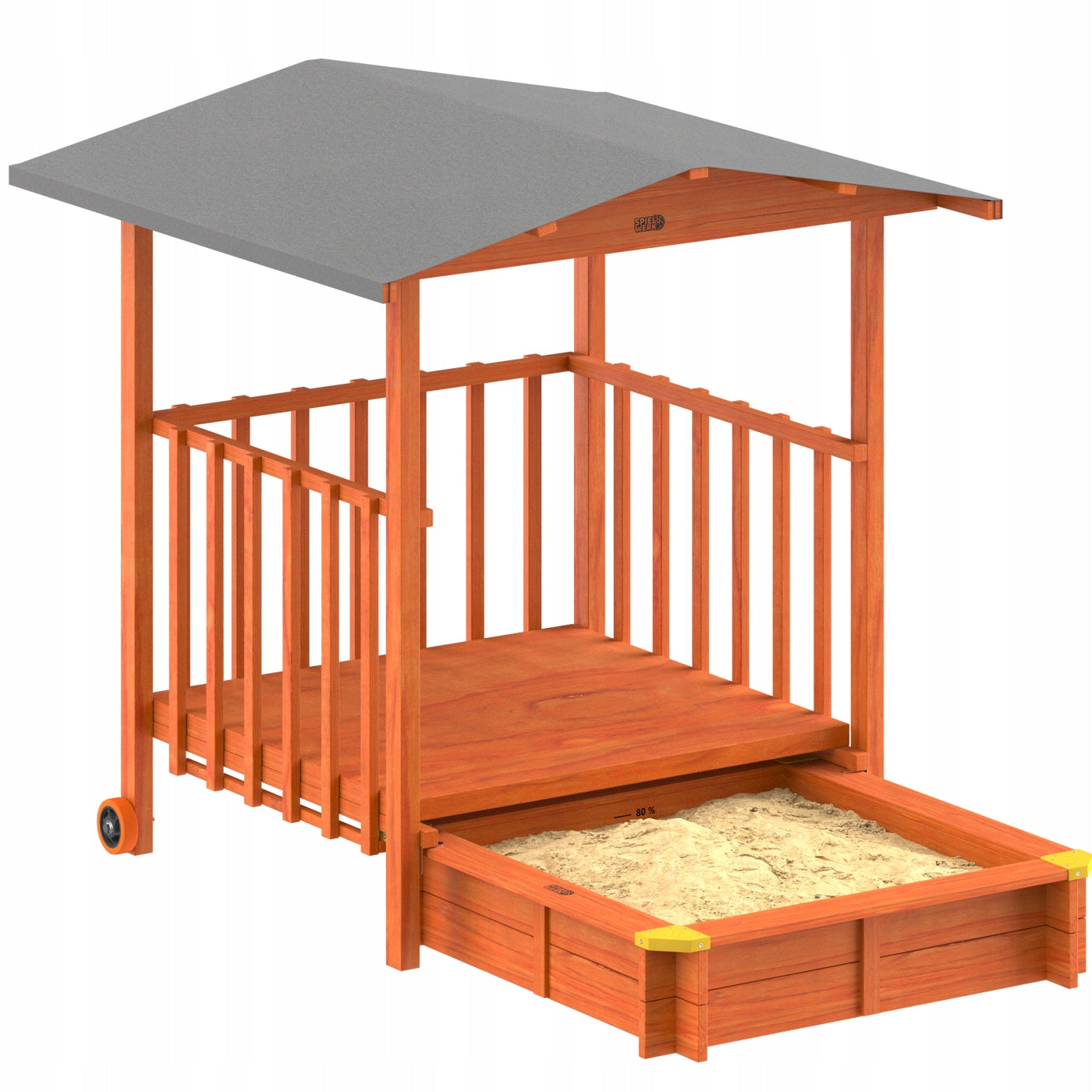 Sandbox closed with veranda wooden with visor wood 133x127x137cm Kid's age 0＋