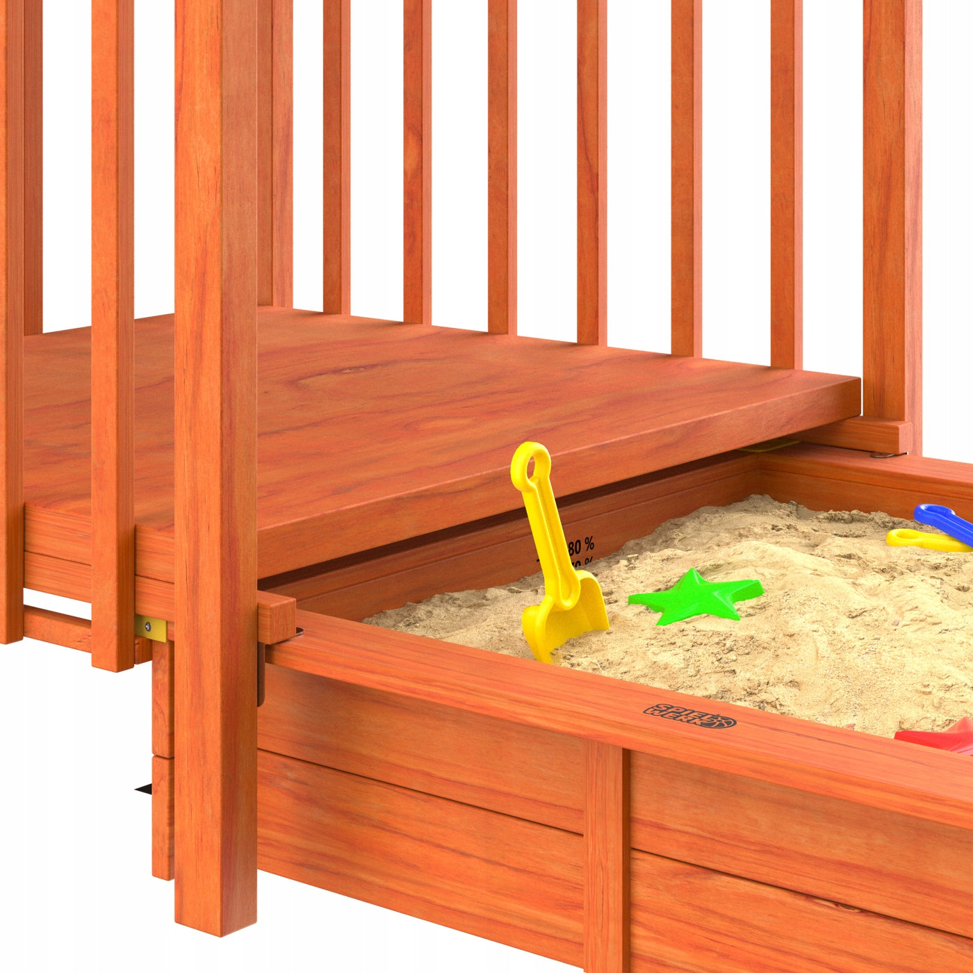 Sandbox closed with veranda wooden with visor wood 133x127x137cm Kind wooden