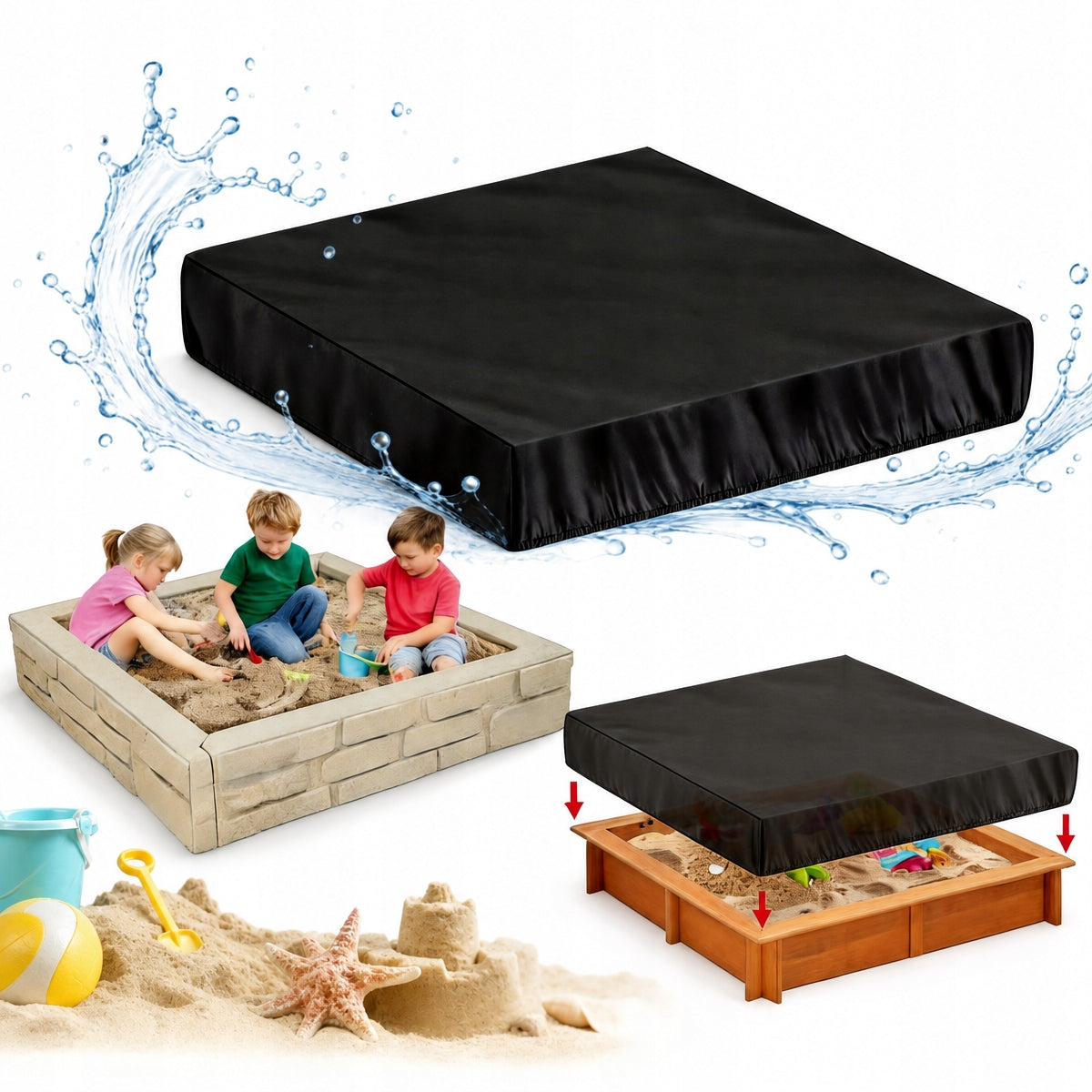 Sandbox cover 1,5x1,5 WATERPROOF tarpaulin BLACK STRONG material