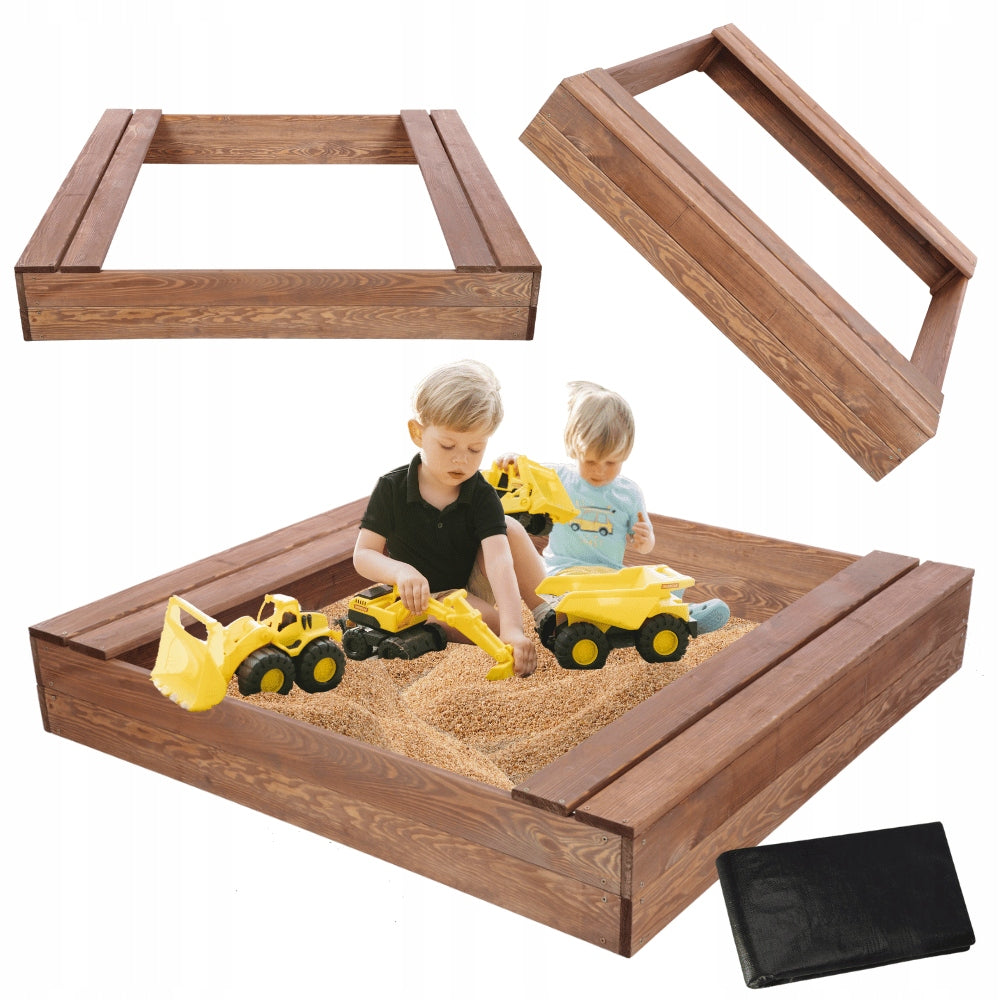 Sandbox impregnated 120x120 with benches AGROTEXTILE eco wood
