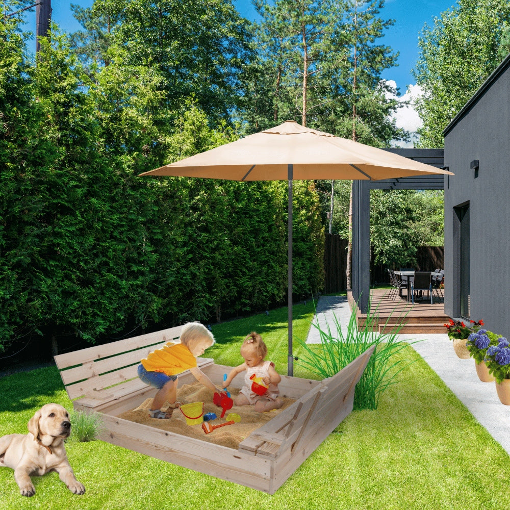 Sandbox impregnated 140x140 with benches AGROTEXTILE eco wood Kid's age 12＋ months