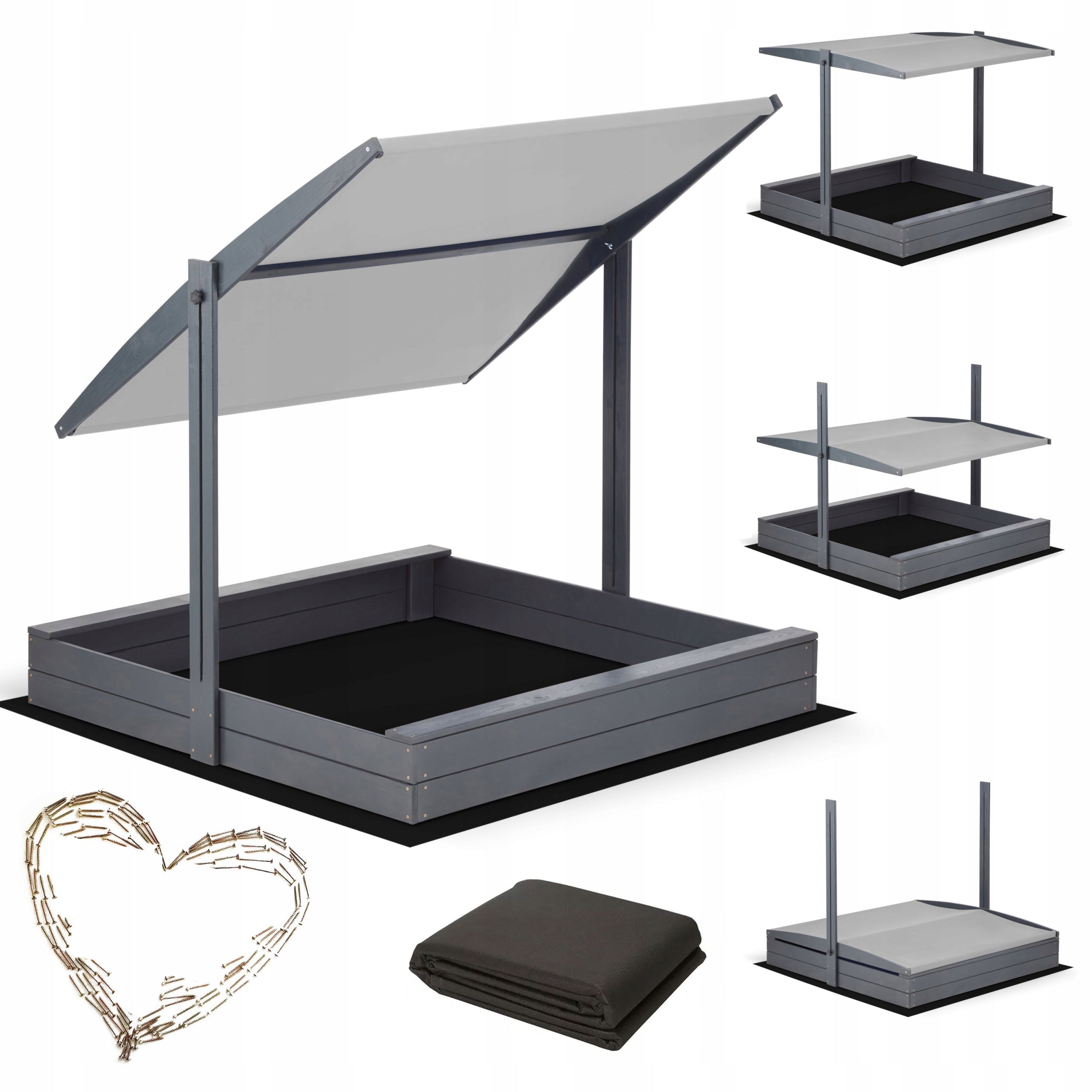 Sandbox with Canopy 140x140 Impregnated Super Drilled Holes