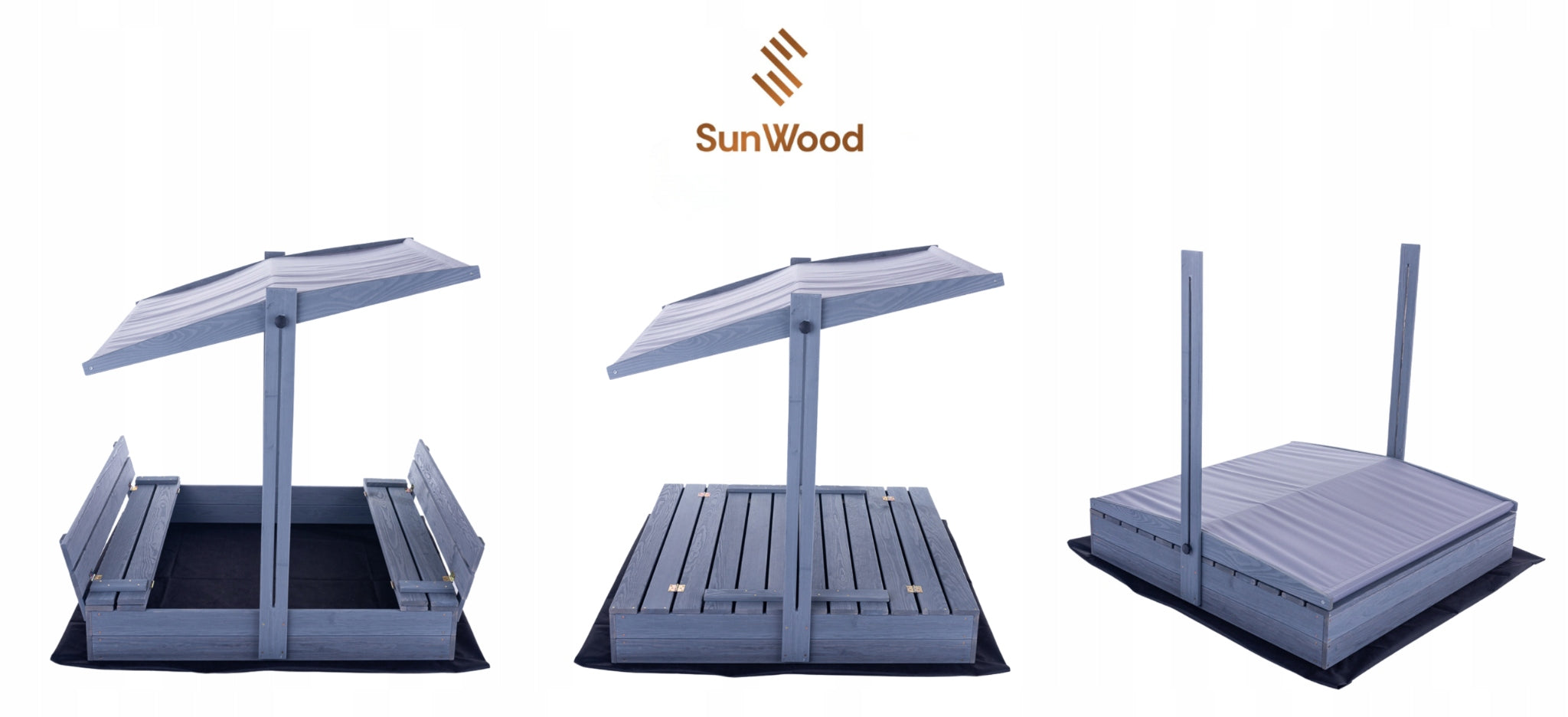 Sandbox with Canopy Impregnated Grey Wooden Lockable with Benches 120 Manufacturer code PS120DASZEK|SZ Szara