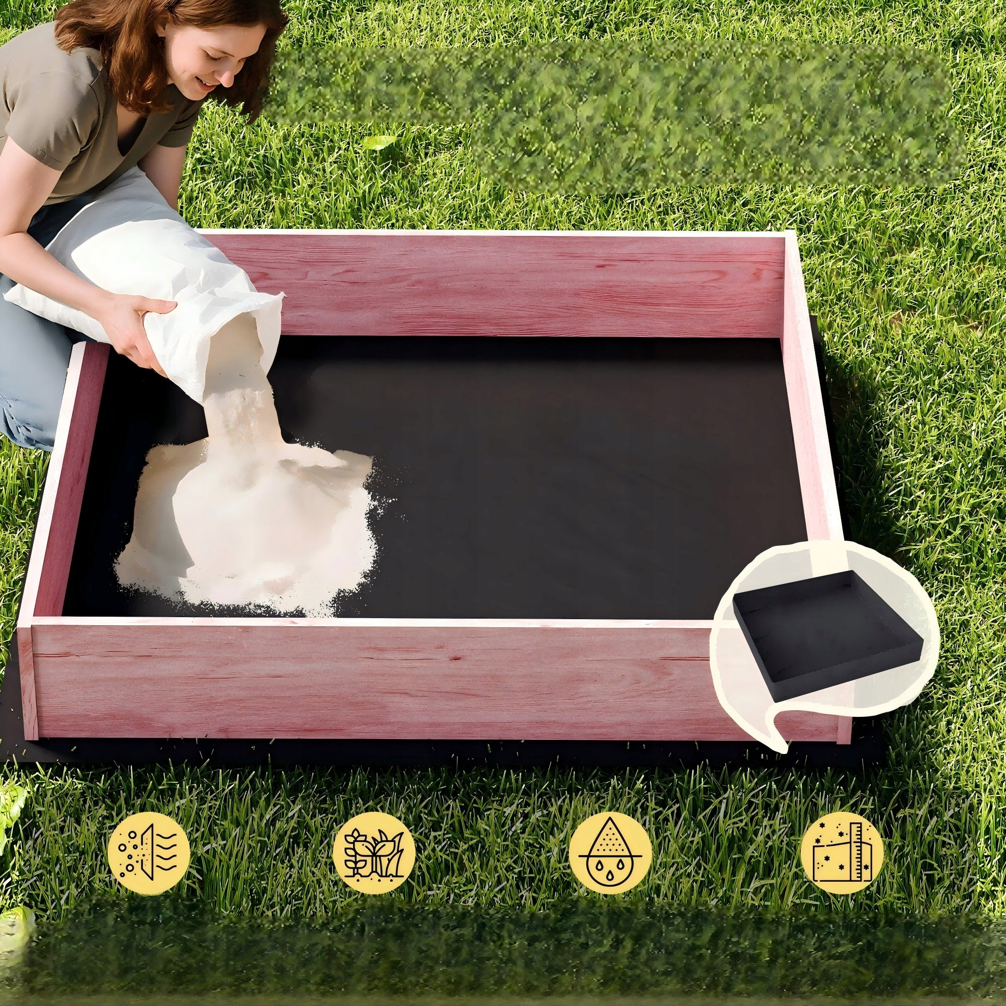 Sandbox with Canopy Impregnated Wooden Lockable with Benches 130 cm Kind wooden