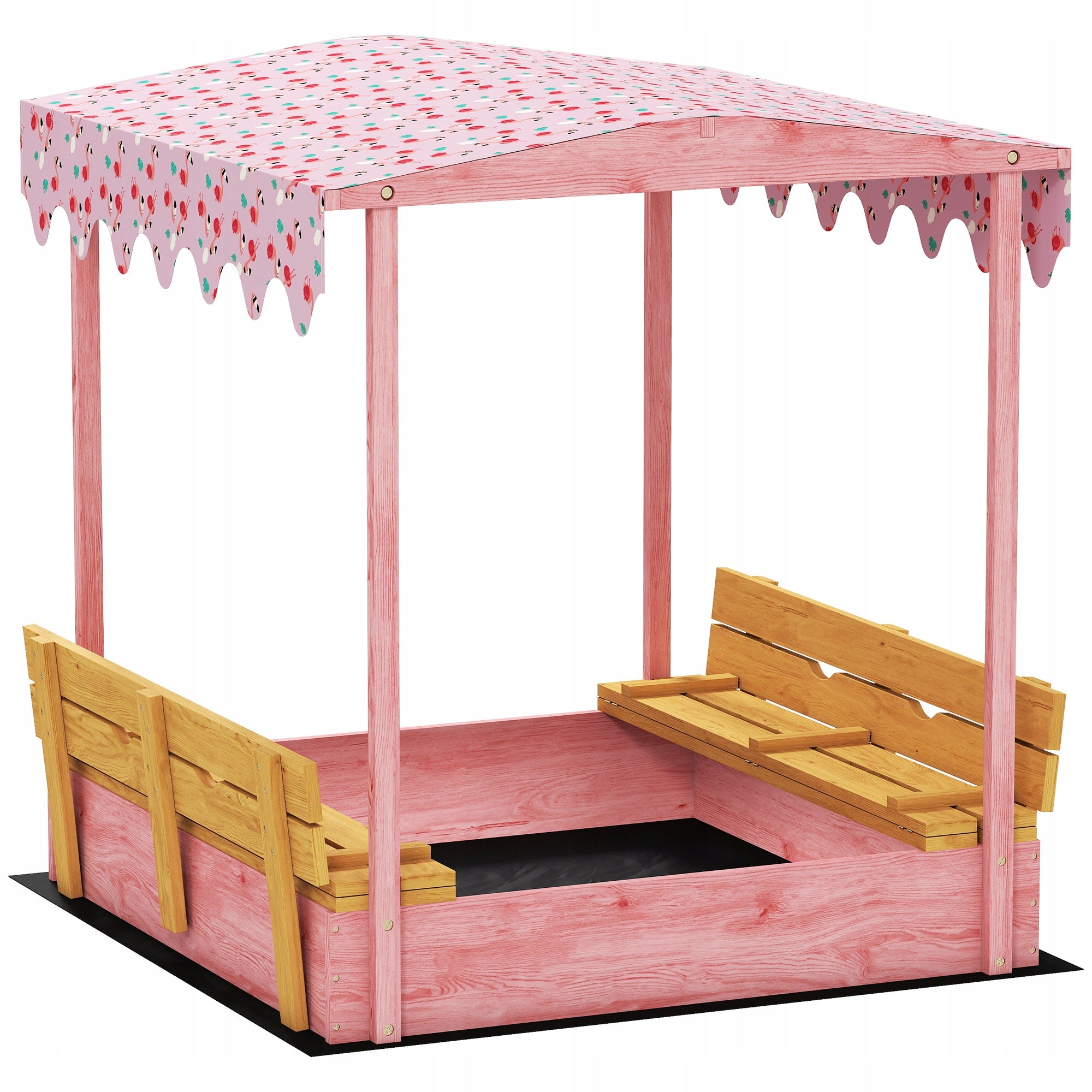 Sandbox with Canopy Impregnated Wooden Lockable with Benches 130 cm Packaging status original