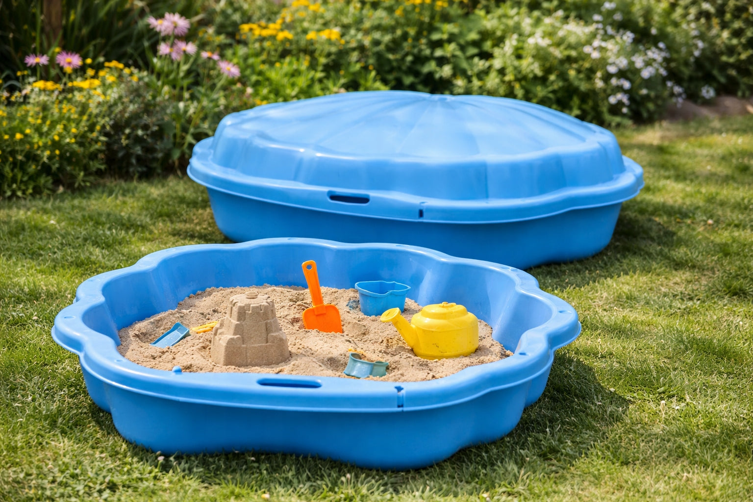 Sandbox with lid pool cloud blue 2IN1 Kid's age 18＋ months