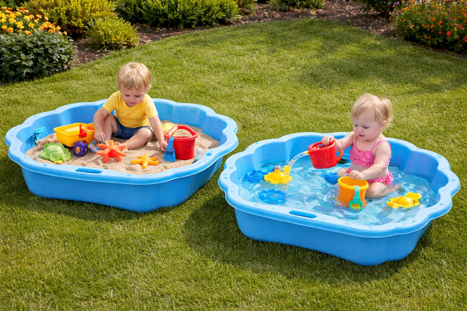 Sandbox with lid pool cloud blue 2IN1 Kind plastic