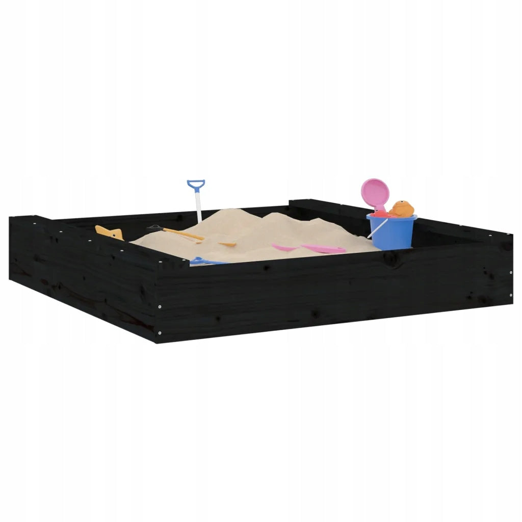 Sandbox with seats, grey, square, pine wood Brand VidaXL