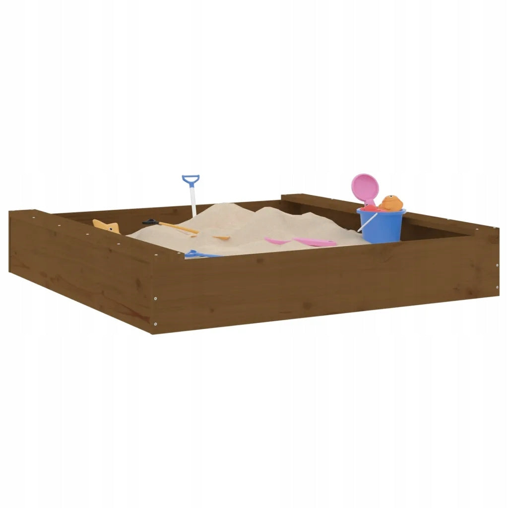 Sandbox with seats, honey, square, pine wood Brand VidaXL