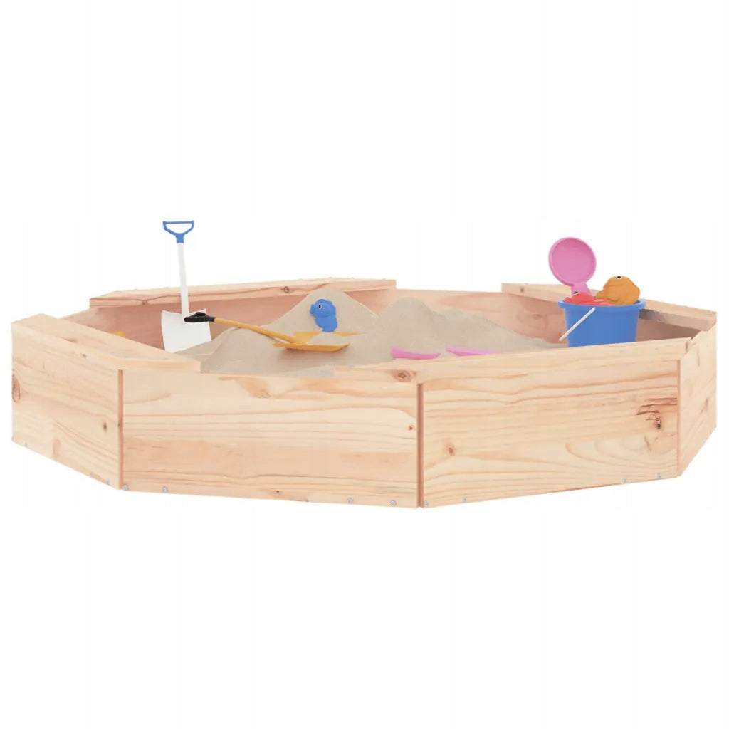 Sandbox with seats, octagonal, pine wood Color beige