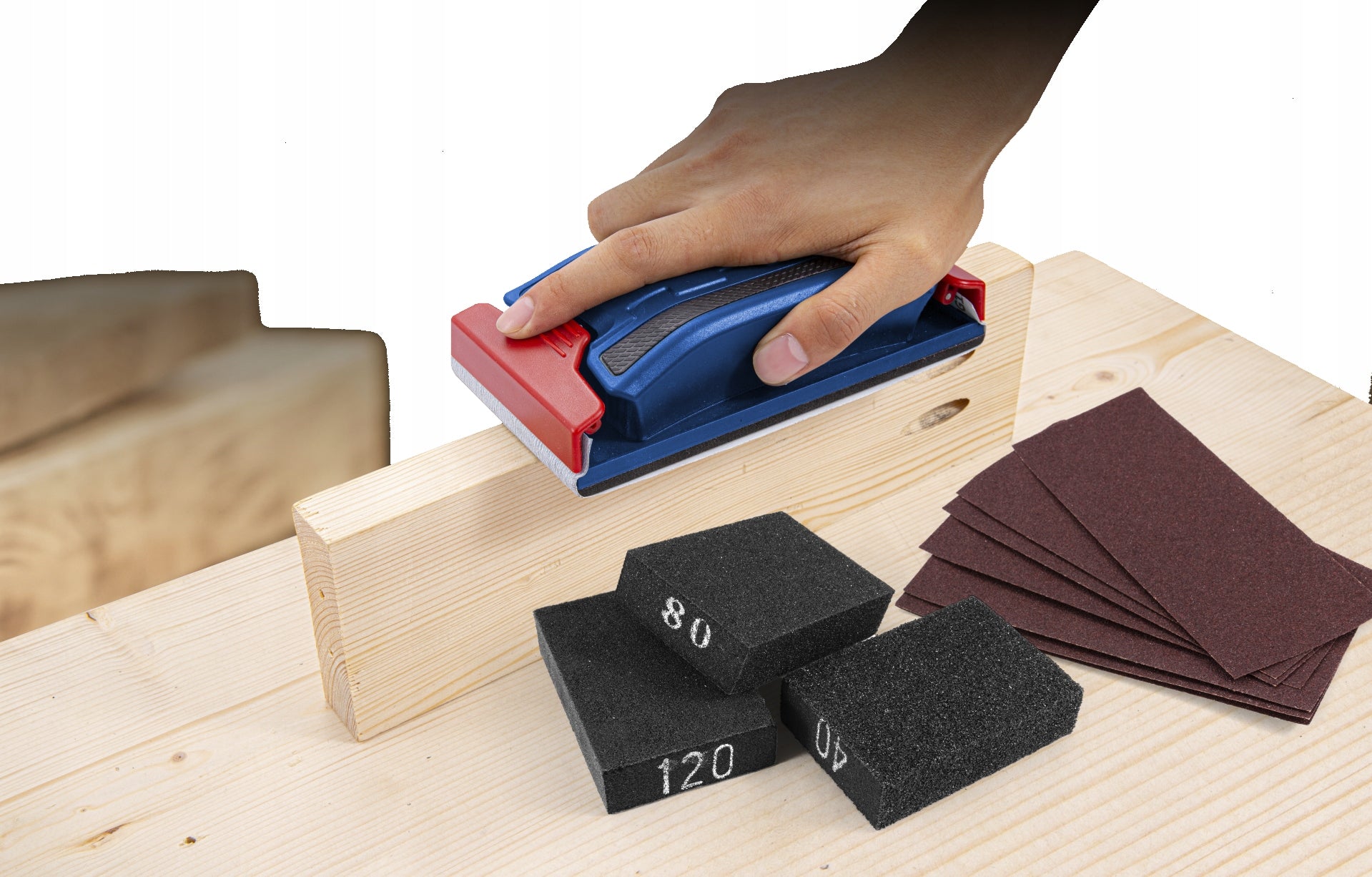 Sandpaper holder SANDER + 60x paper P80–P600 + 3x sponge