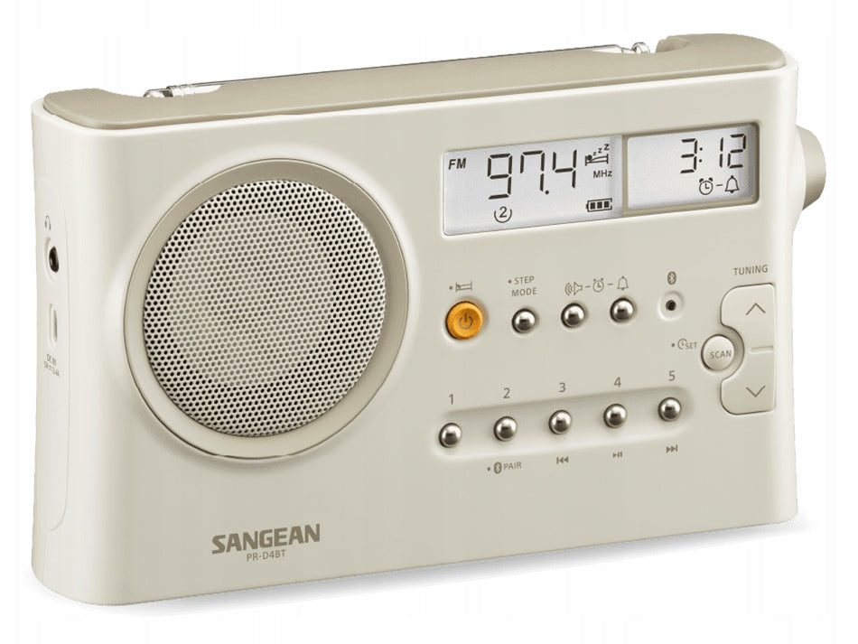 Sangean PR-D4BT Portable Digital Radio with Bluetooth (Pastel Cream) Model PR-D4