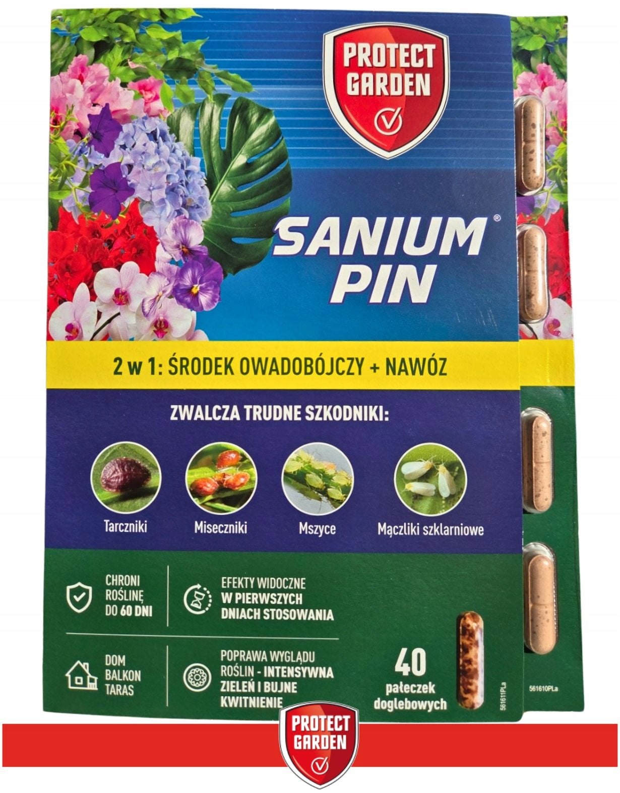 Sanium Pin 2in1 Earth Chopsticks Aphids Shielders + Fertilizer 40pcs Manufacturer code Na szkodniki wełnowce przędziorki doglebowe