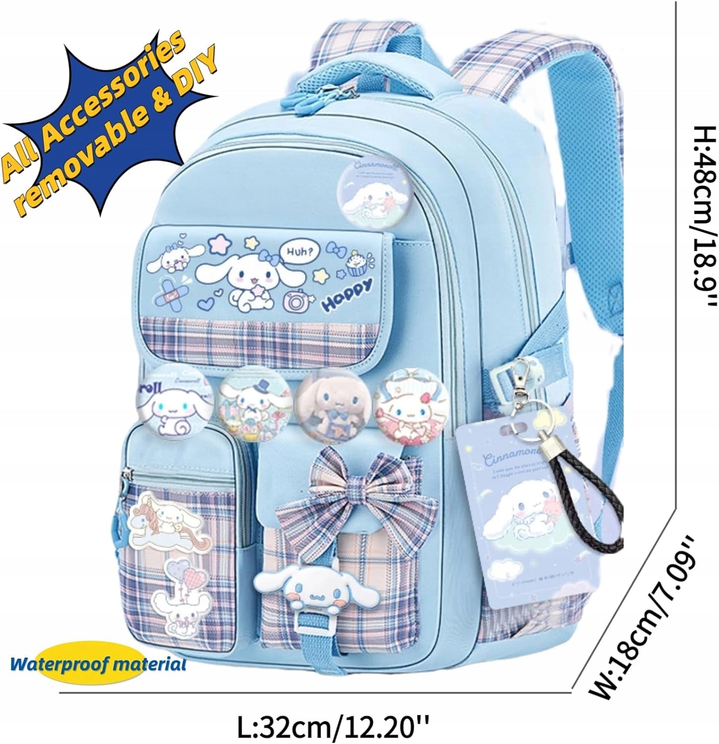 Sanrio Blue School Backpack - Large Single Compartment with Laptop Pocket Brand no brand