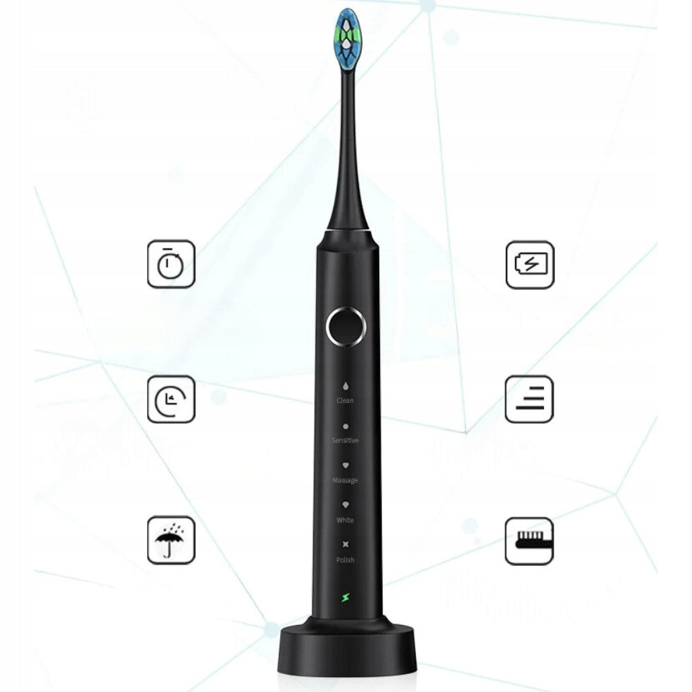 Sarmocare sonic electric toothbrush with 5 modes and 8 tips Manufacturer code X610-BLACK