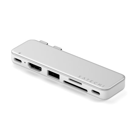 Satechi USB-C Snap Hub - HDMI 4K Adapter, SD Reader, PD 45W (Silver)