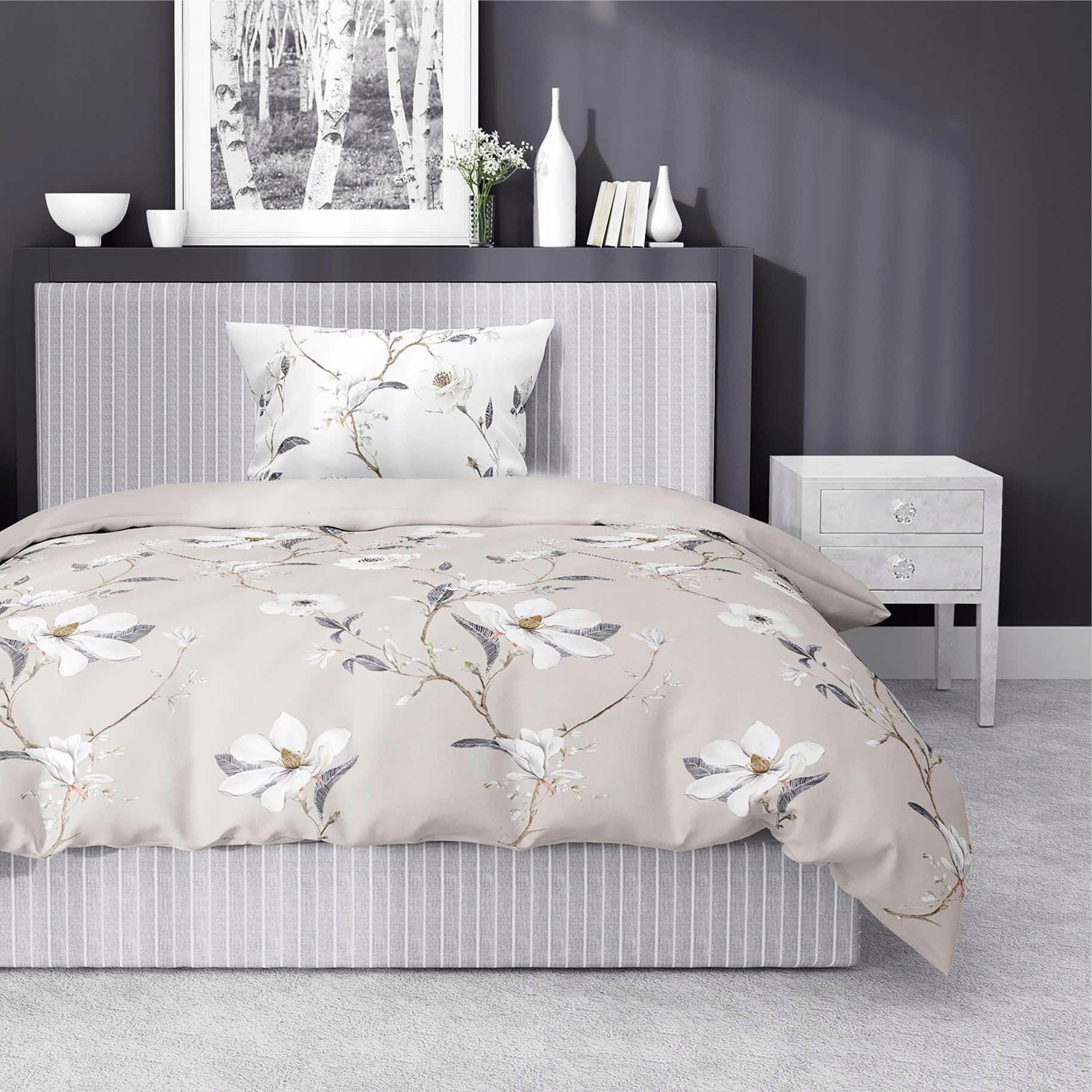 Satin bedding 220x200 beige flowers Home Satin Comforter cover width 220 cm