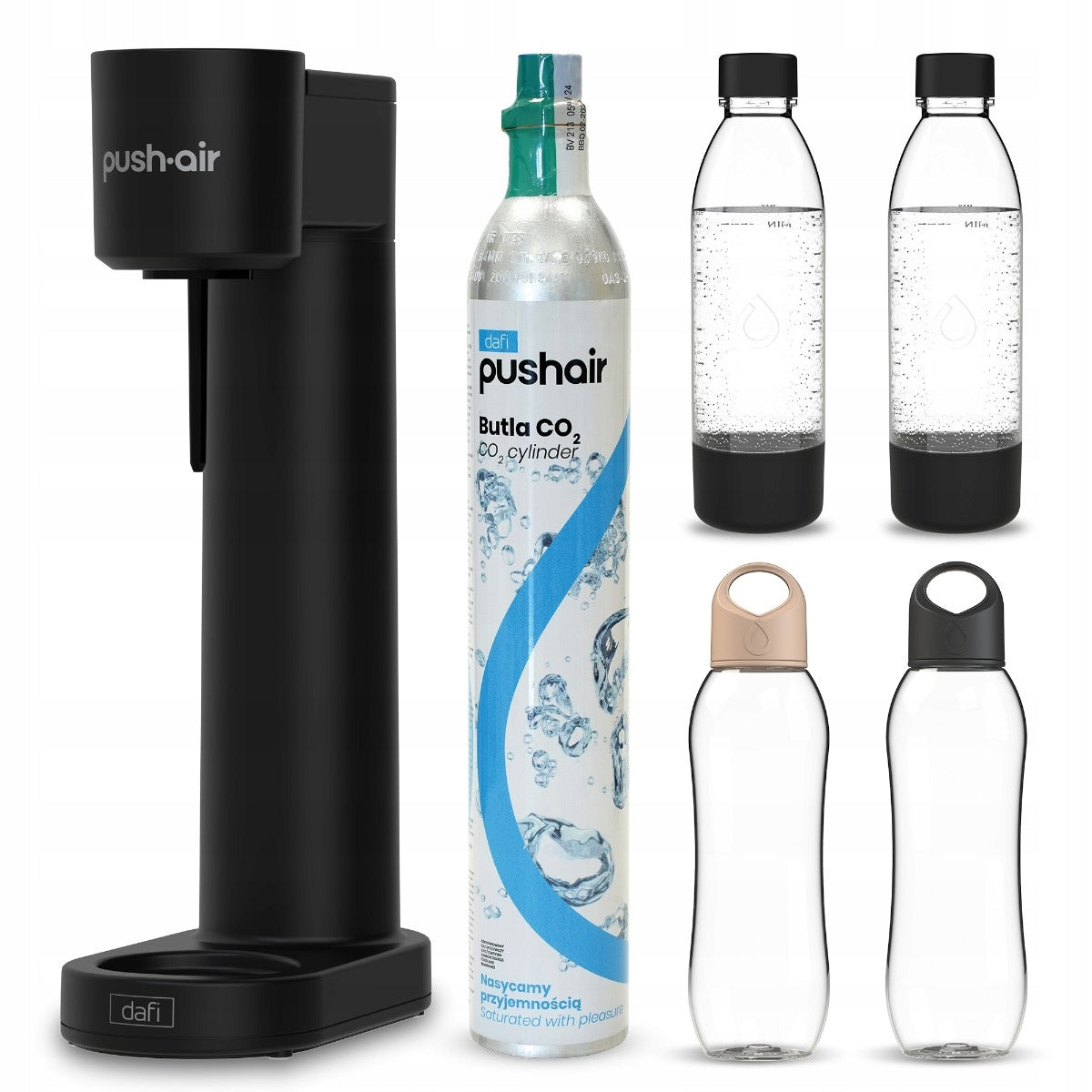 Saturator PushAir Dafi+ CO2+ cartridge 2x Bottle 0,7+2x Bottle Shape T