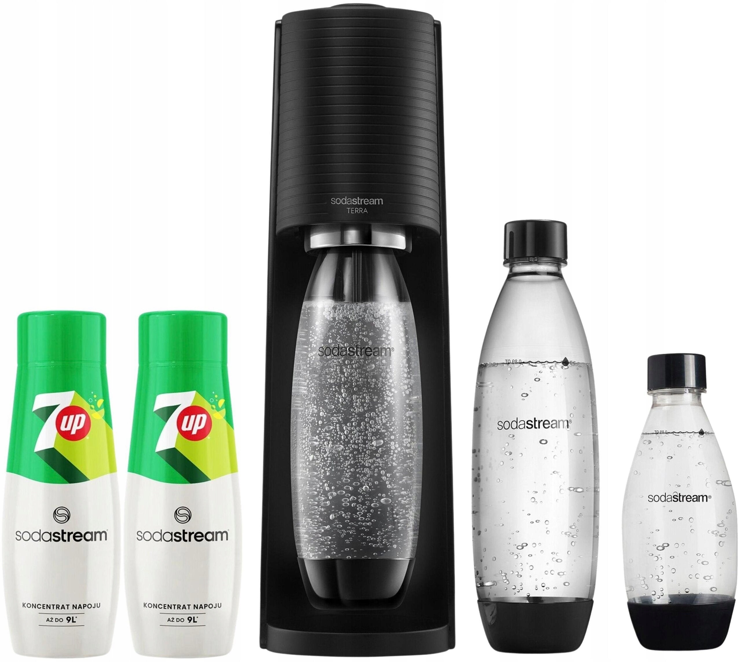 Saturator SODASTREAM Terra Black + 3 bottles + 2 syrups 7UP