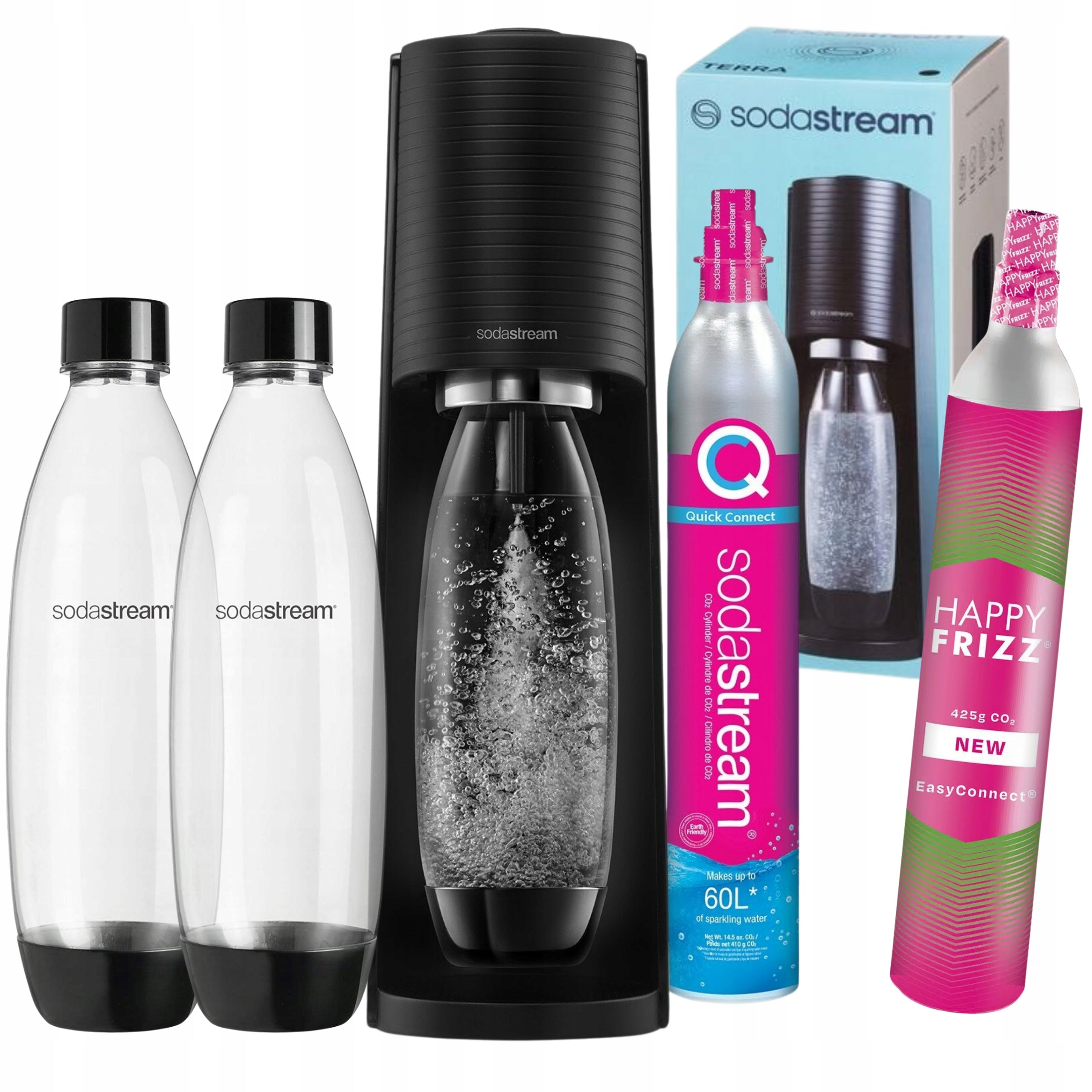 Saturator SodaStream TERRA Black , 2 bottles FUSE 1L 2x CO2 gas cylinder